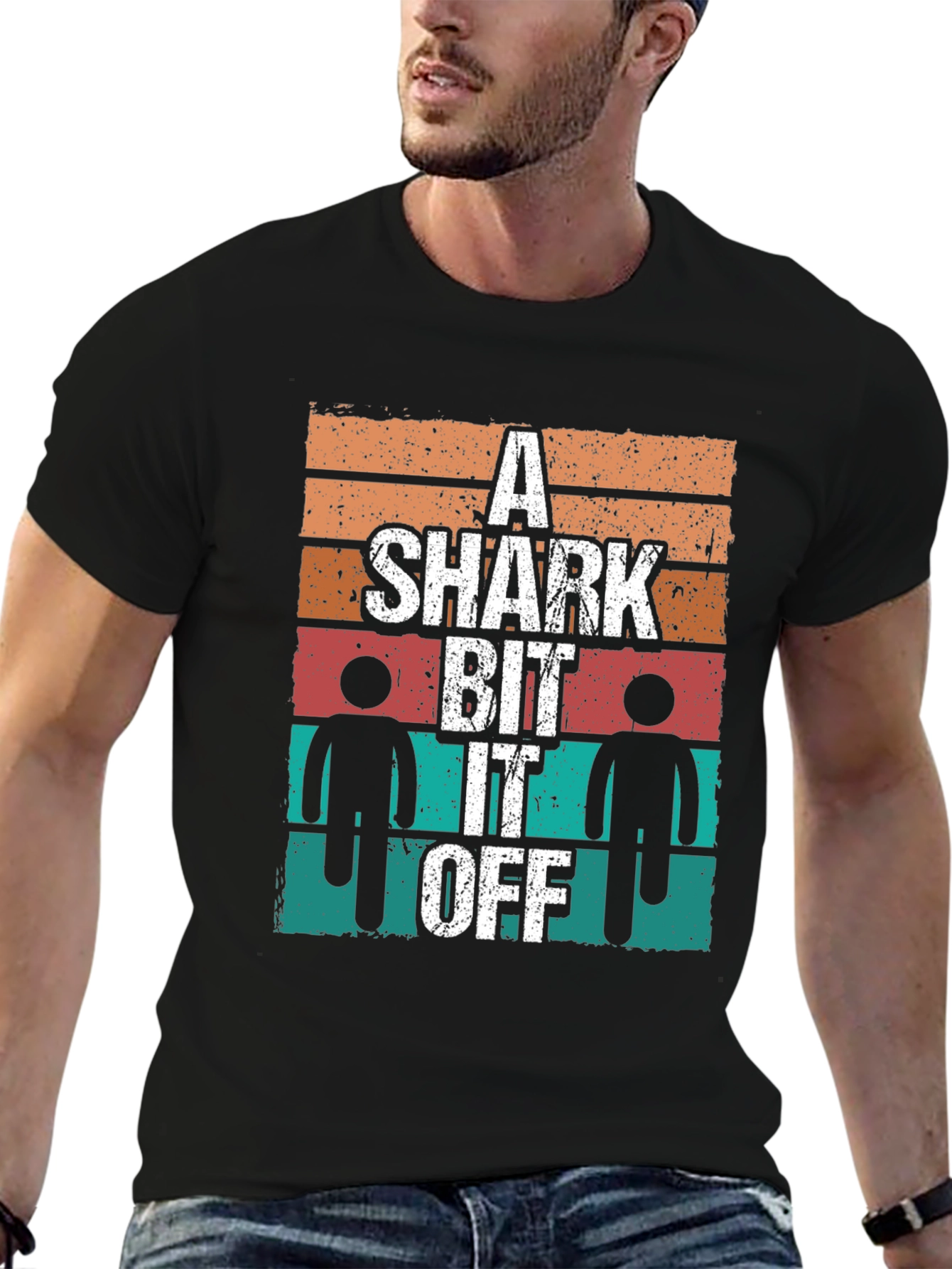 A Shark Bit It Off Mens Graphic T-Shirt