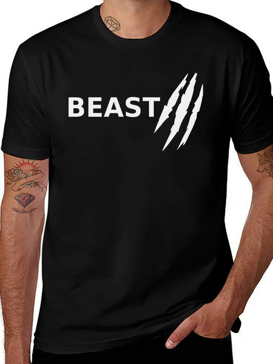 Mens Black T-Shirt - Beast Graphic Tee