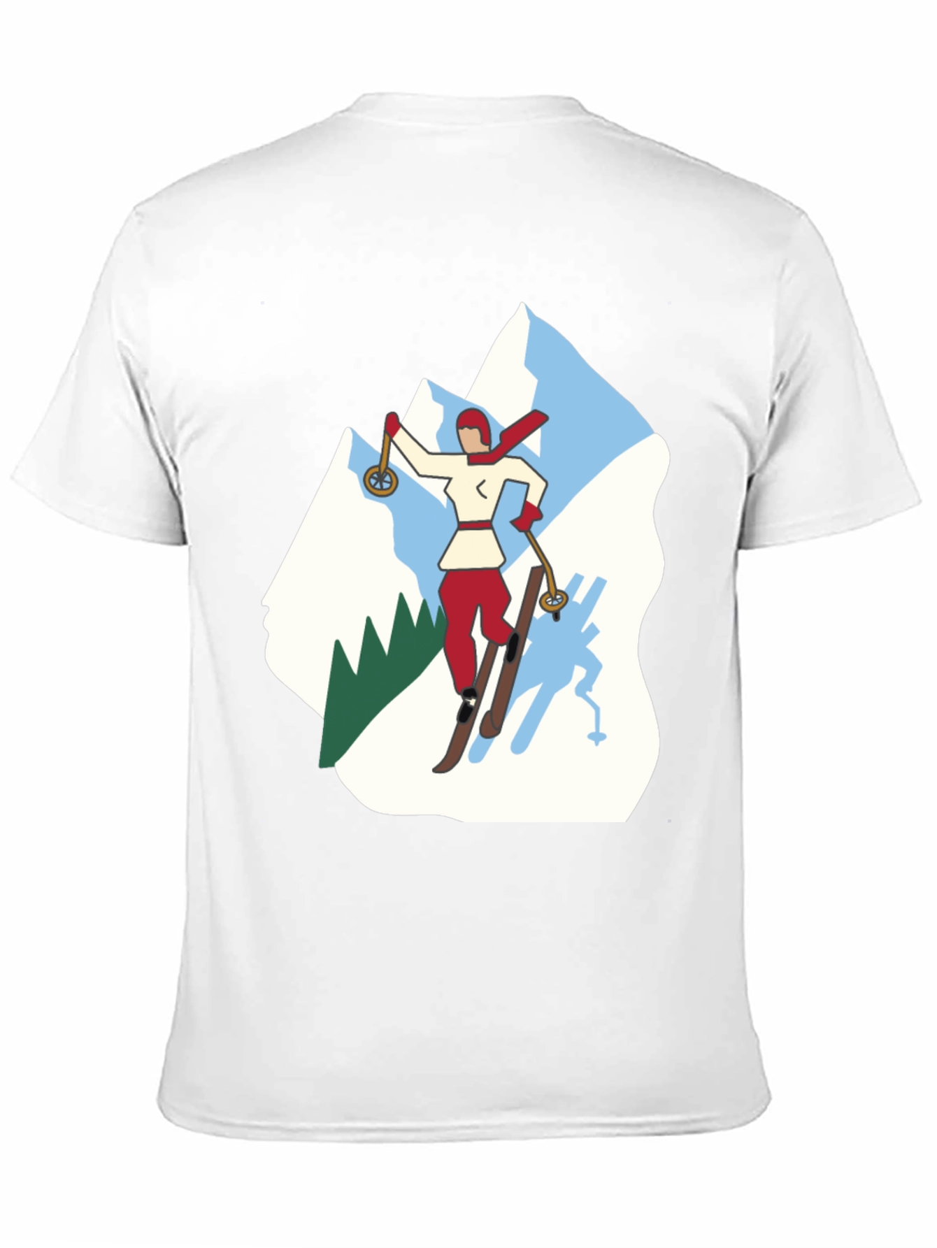 Retro Skiing Graphic Tee - Black Cotton T-Shirt