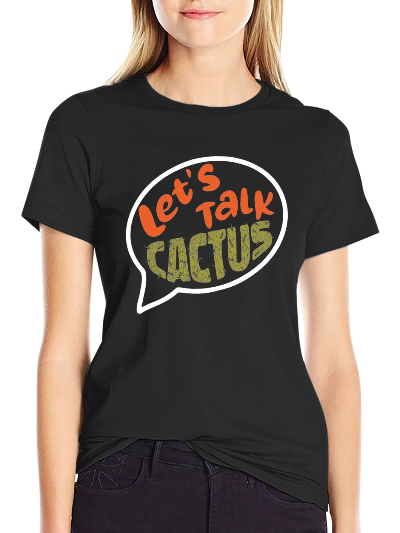 Lets Talk Cactus Graphic T-Shirt - Black