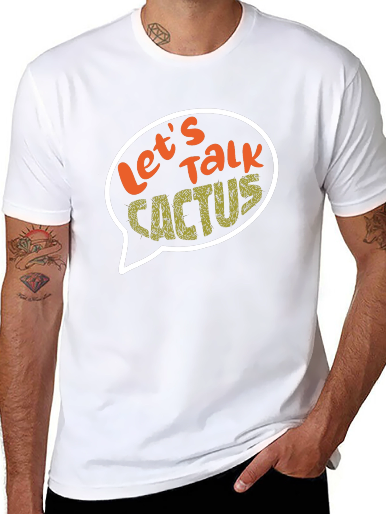 Lets Talk Cactus Graphic T-Shirt - Black