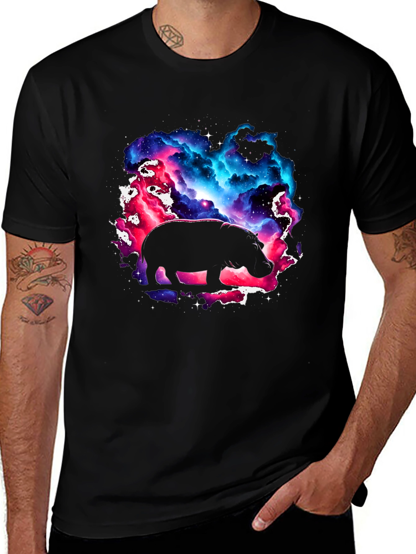 Cosmic Hippo Graphic Tee - Black