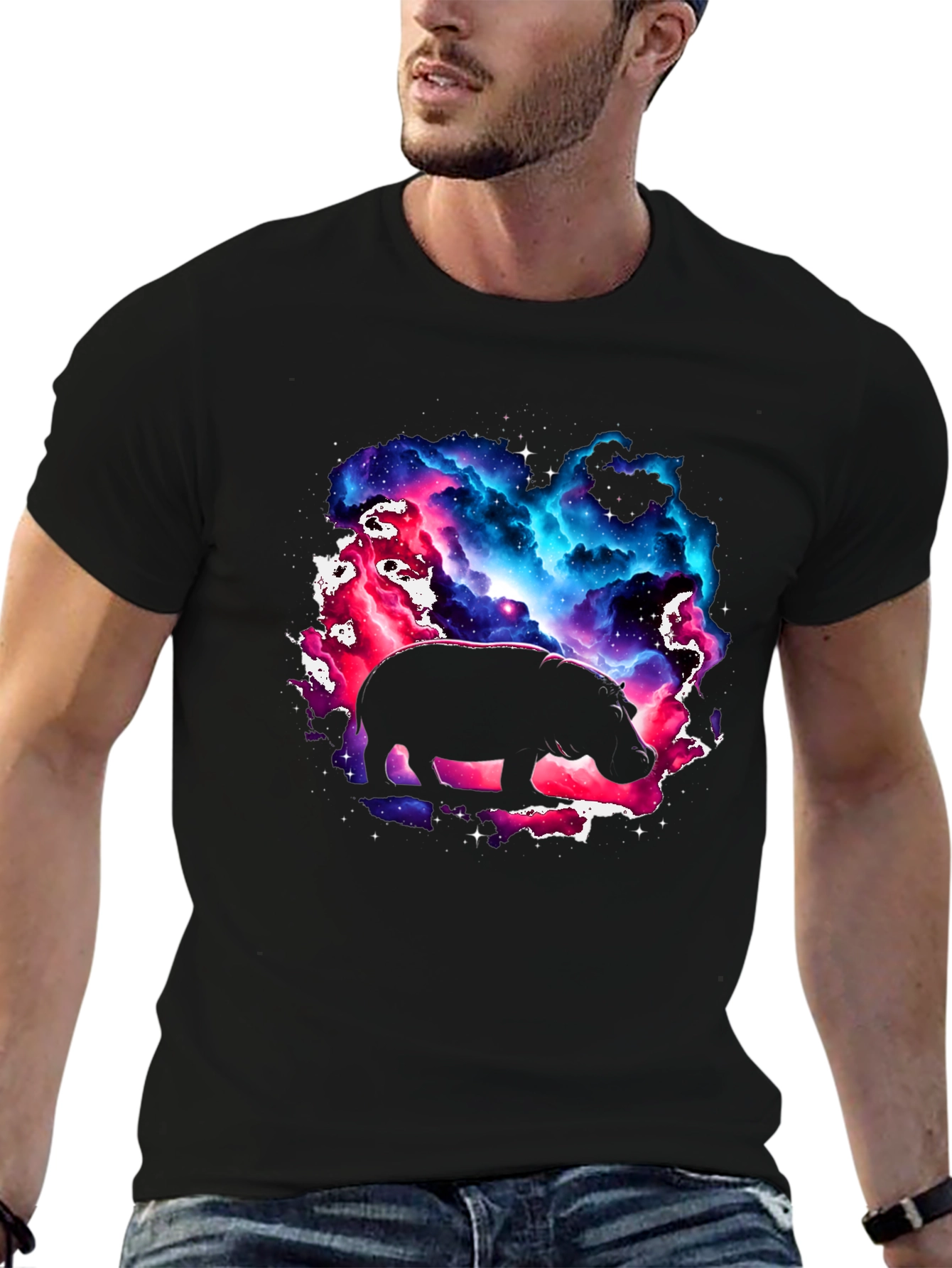 Cosmic Hippo Graphic Tee - Black