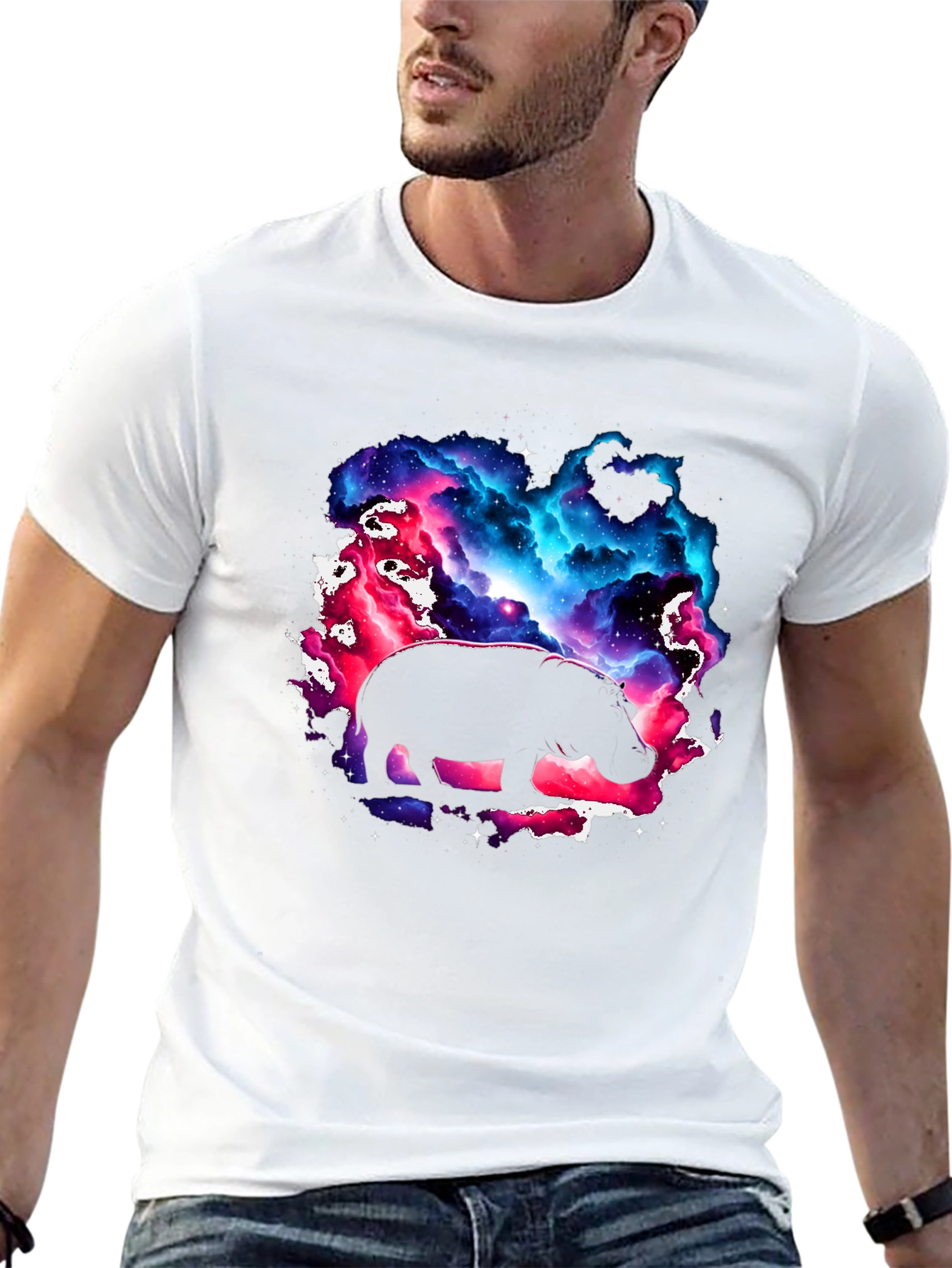 Cosmic Hippo Graphic Tee - Black