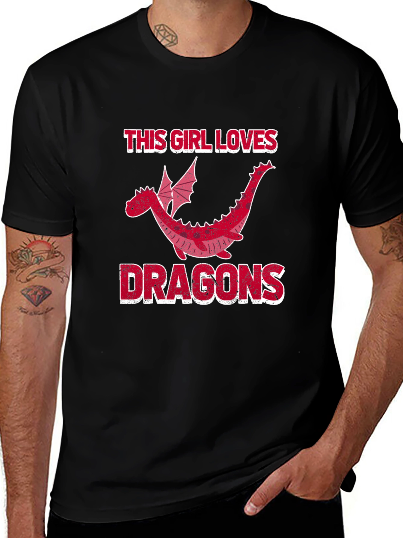 This Girl Loves Dragons T-Shirt - Black Graphic Tee
