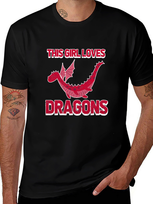 This Girl Loves Dragons T-Shirt - Black Graphic Tee