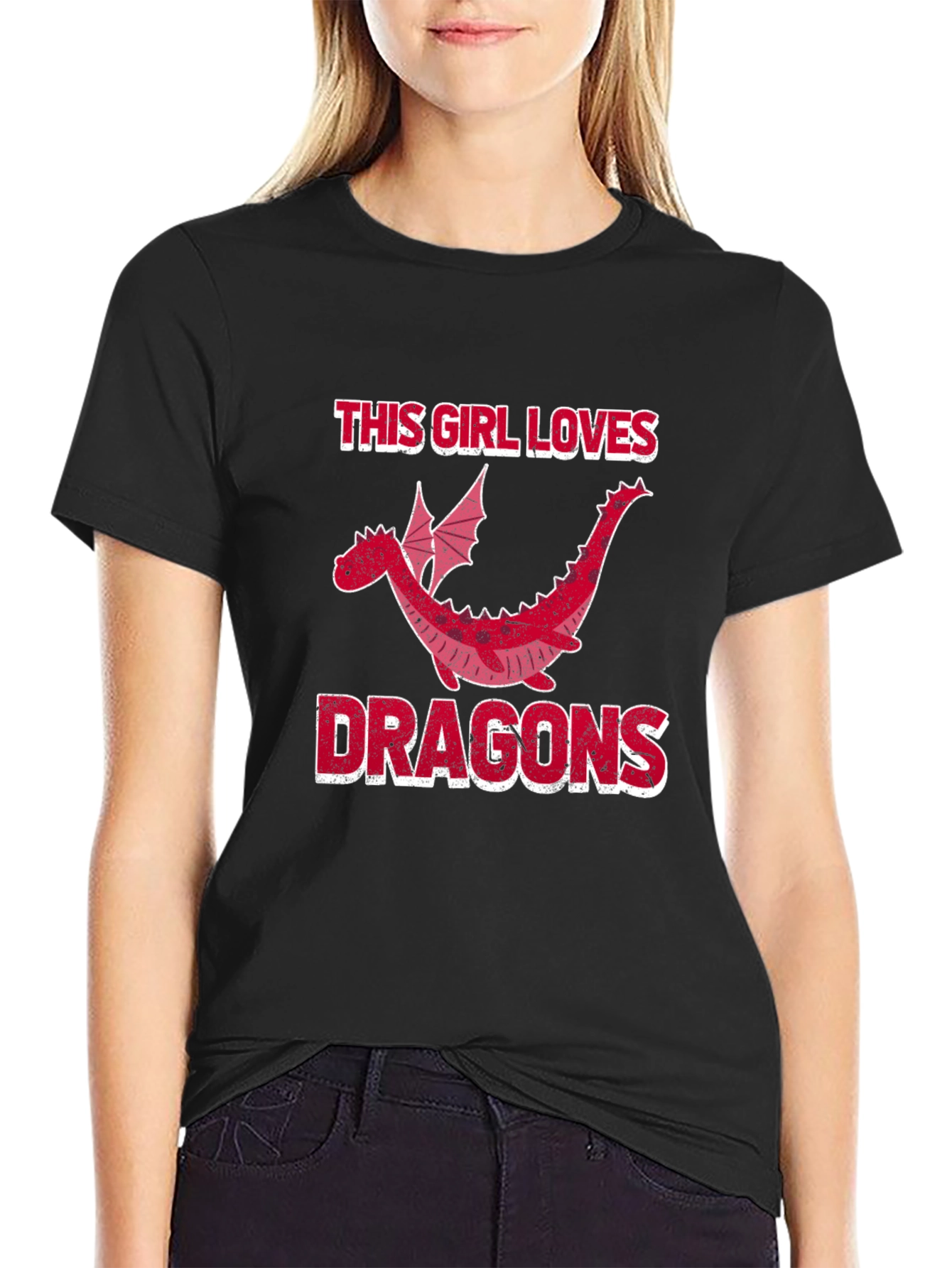 This Girl Loves Dragons T-Shirt - Black Graphic Tee