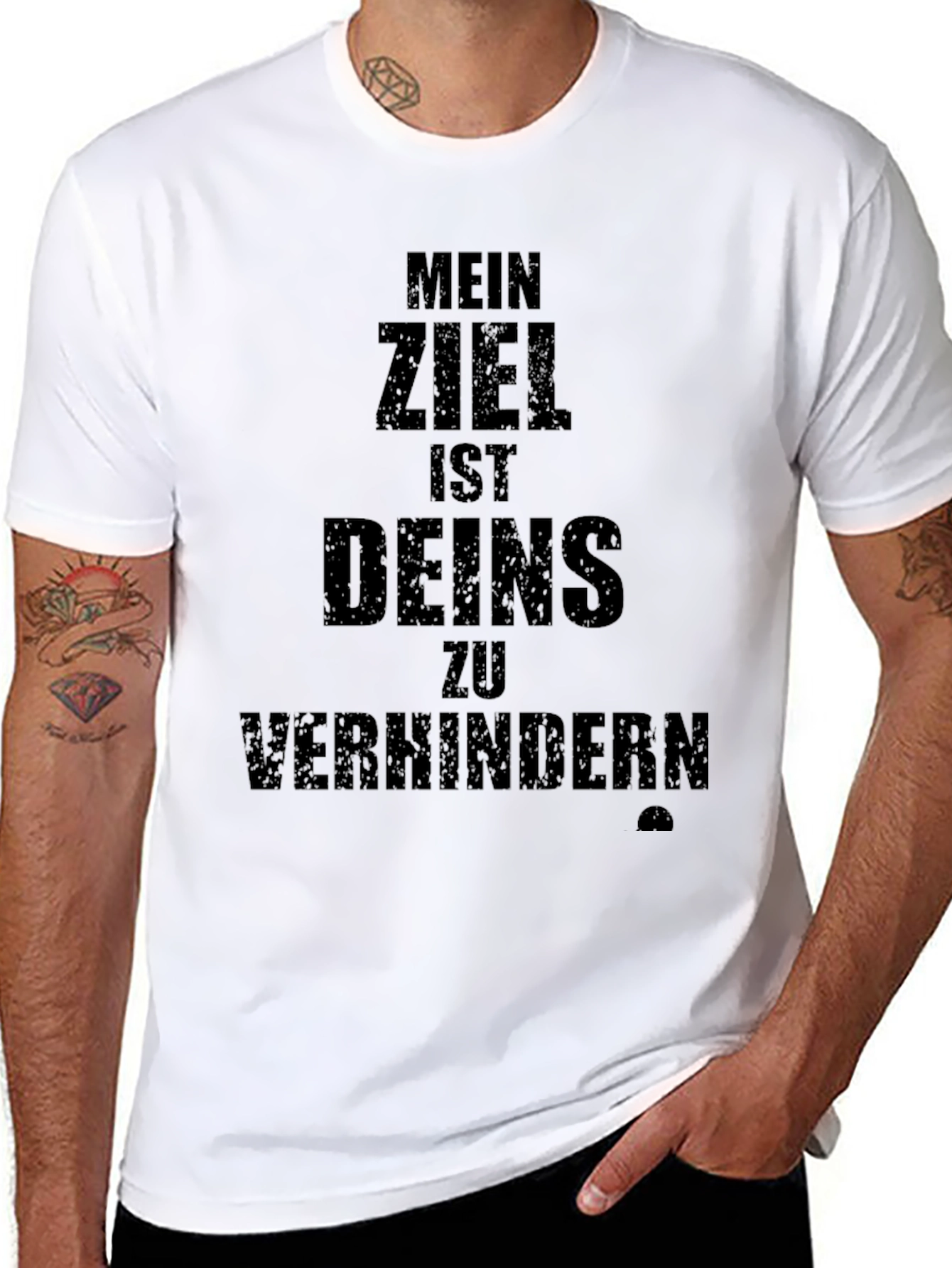 Mens Mein Ziel Graphic Print Black T-Shirt