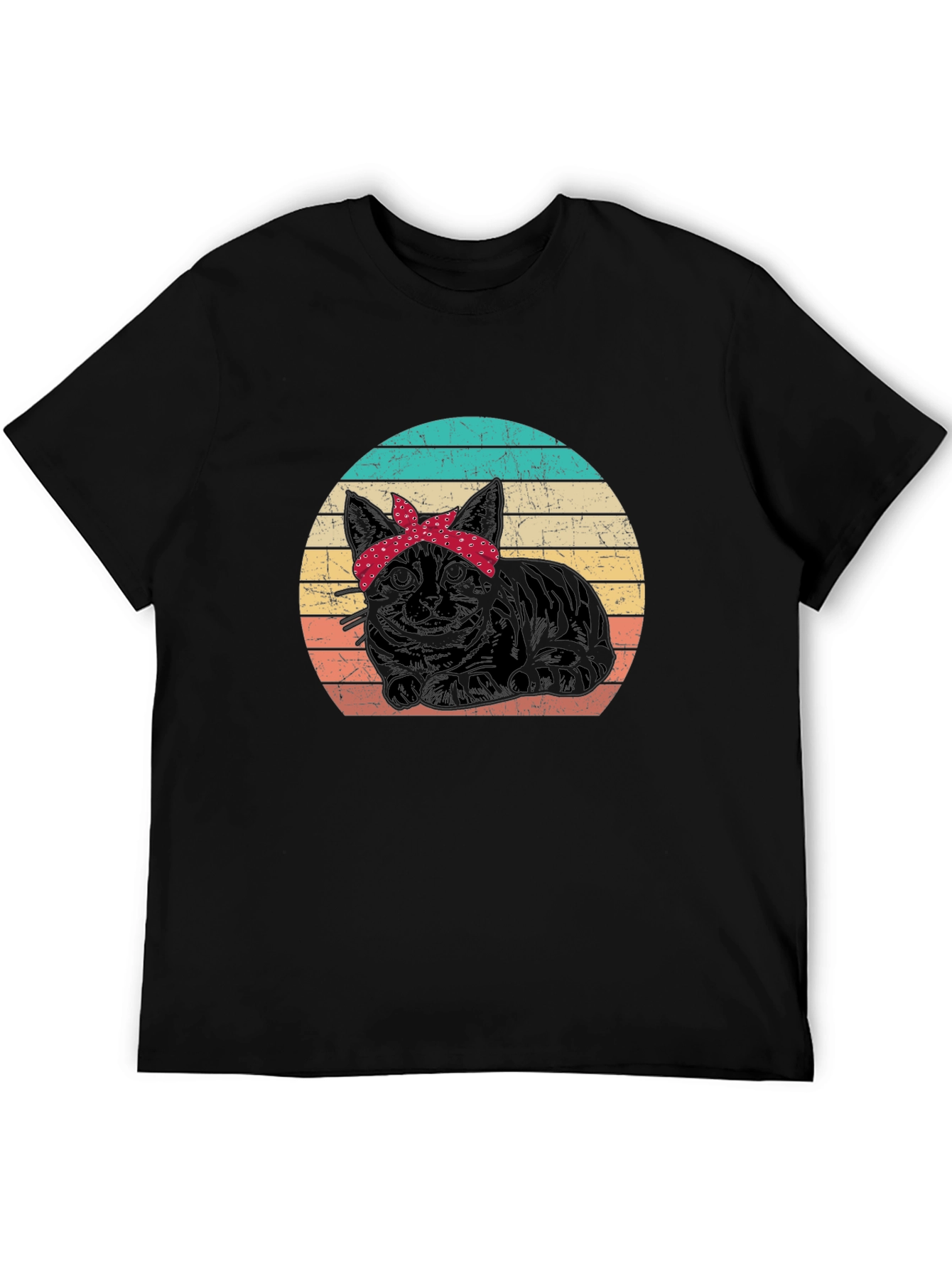Retro Cat Bandana Graphic T-Shirt