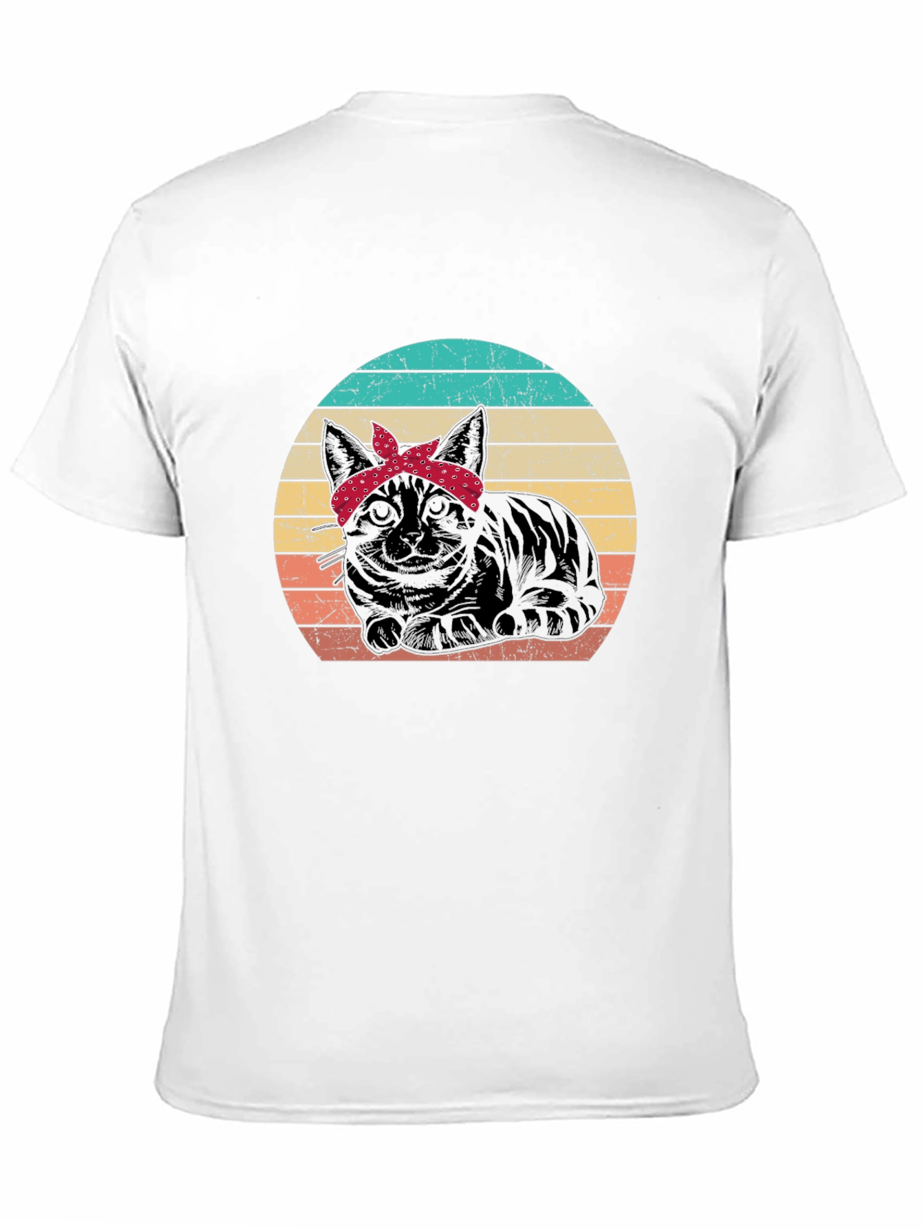 Retro Cat Bandana Graphic T-Shirt