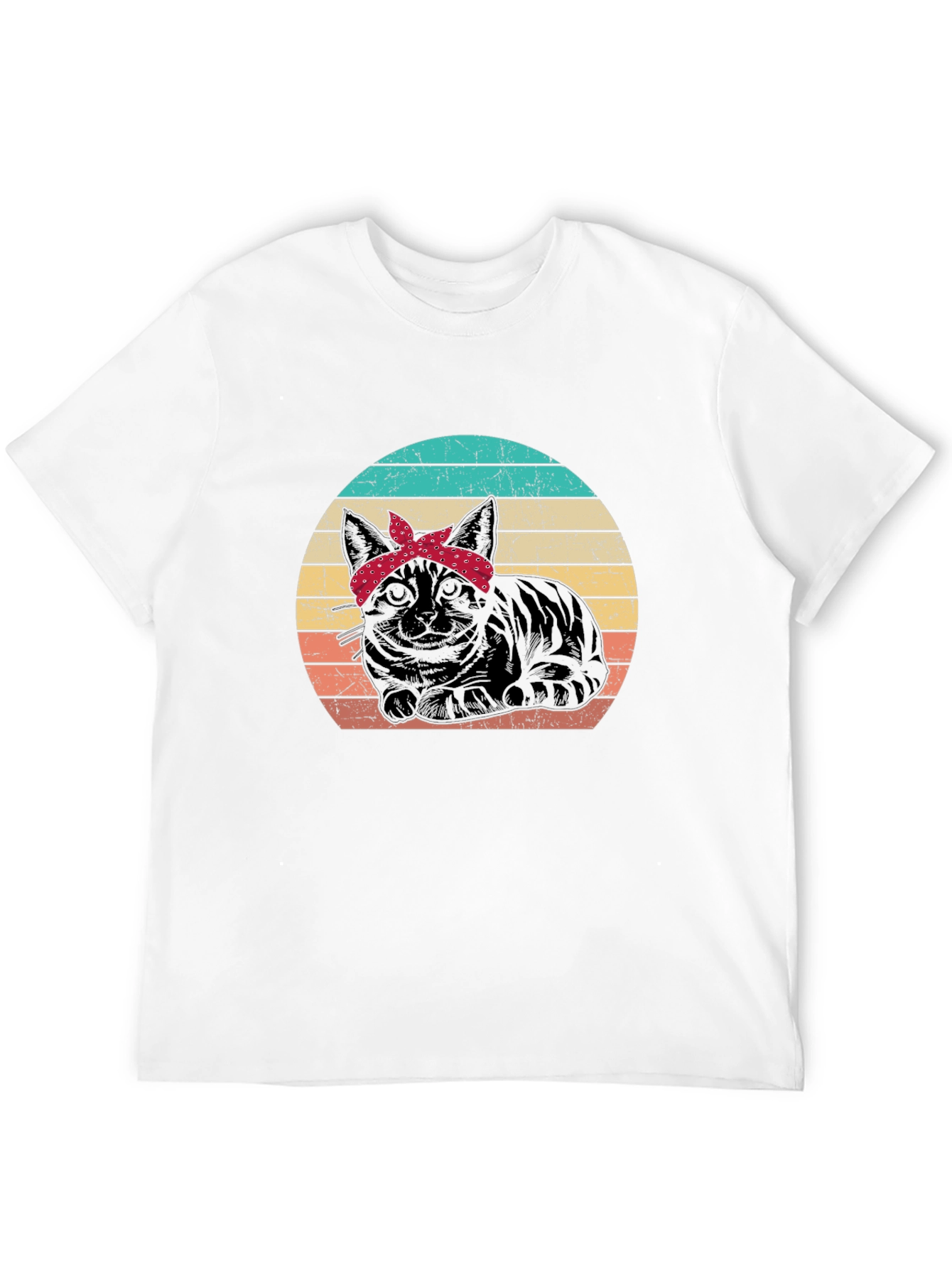 Retro Cat Bandana Graphic T-Shirt