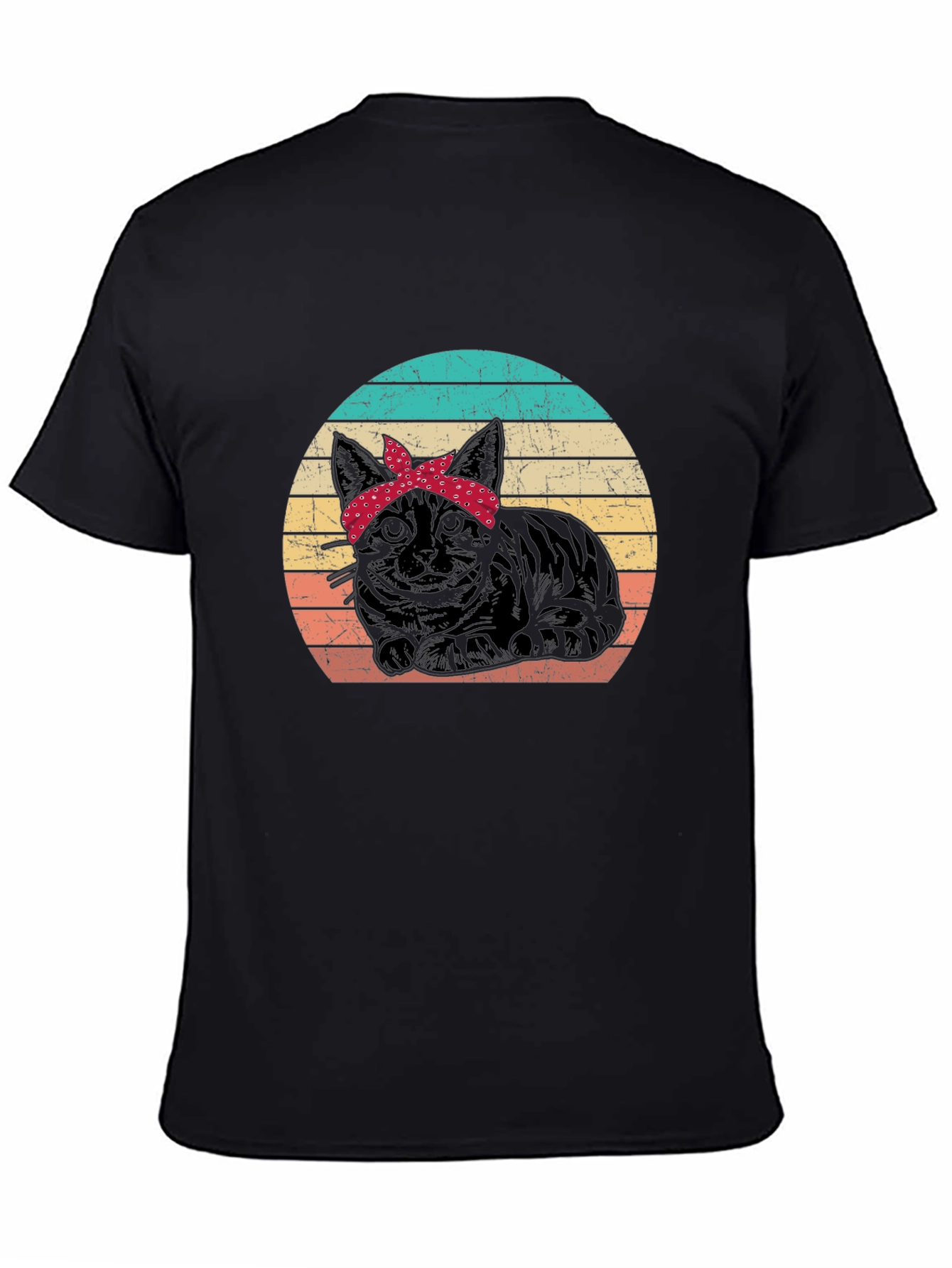Retro Cat Bandana Graphic T-Shirt
