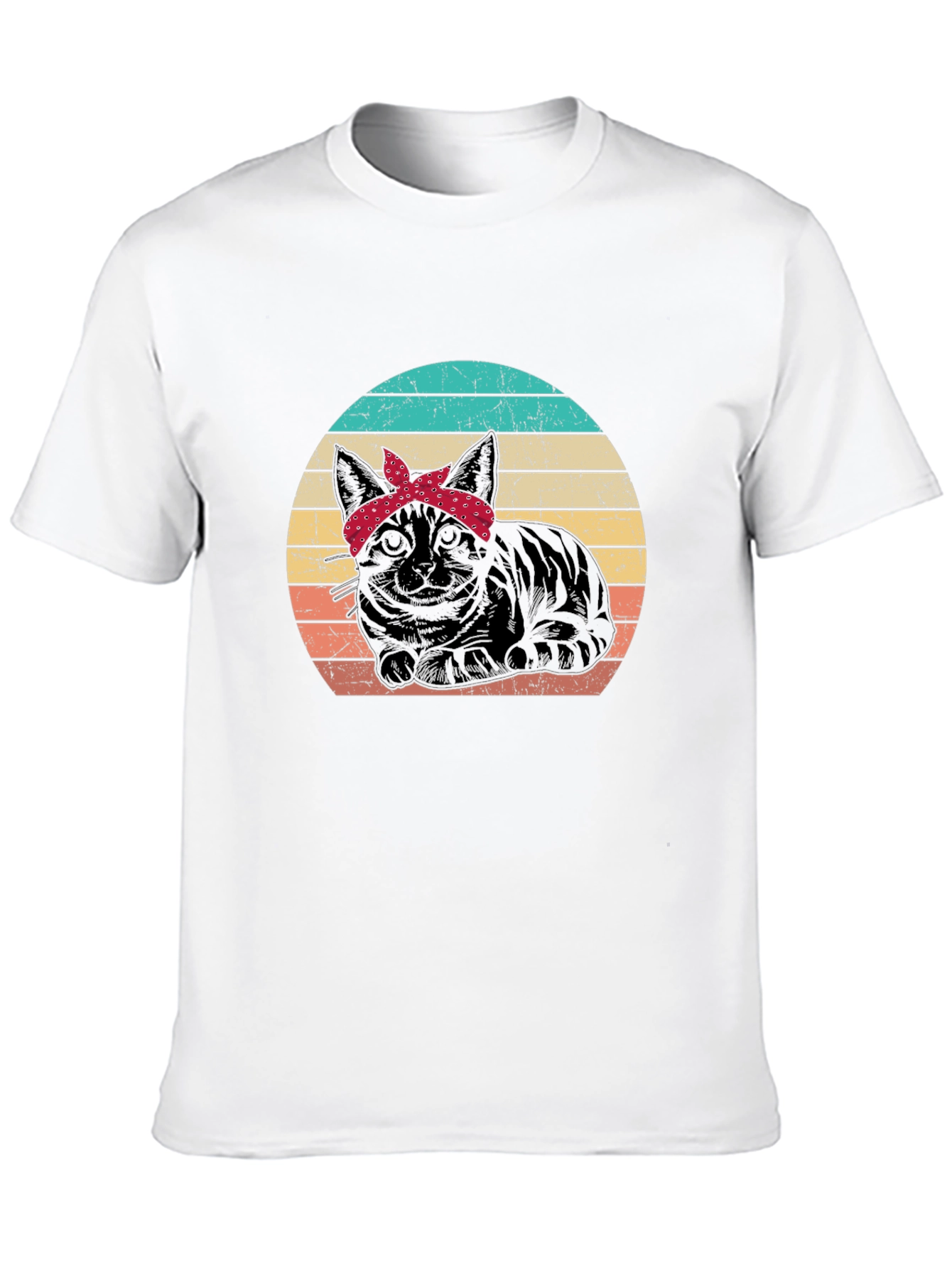 Retro Cat Bandana Graphic T-Shirt