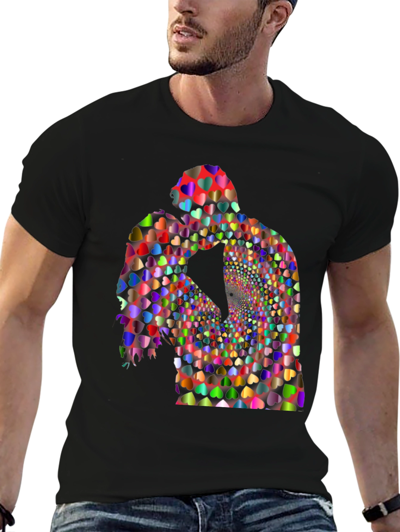 Heart Couple Graphic Tee - Modern Love Shirt