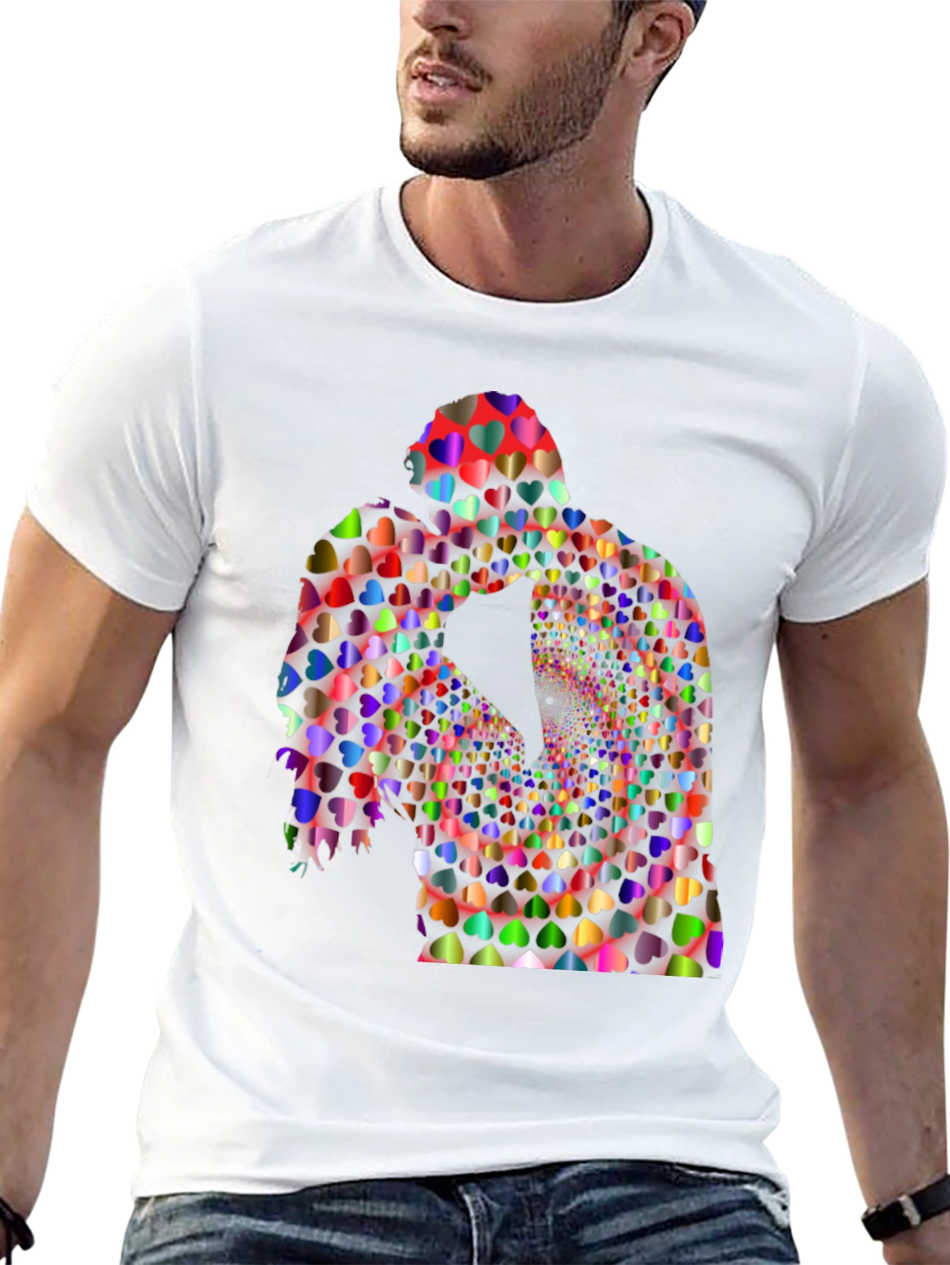 Heart Couple Graphic Tee - Modern Love Shirt