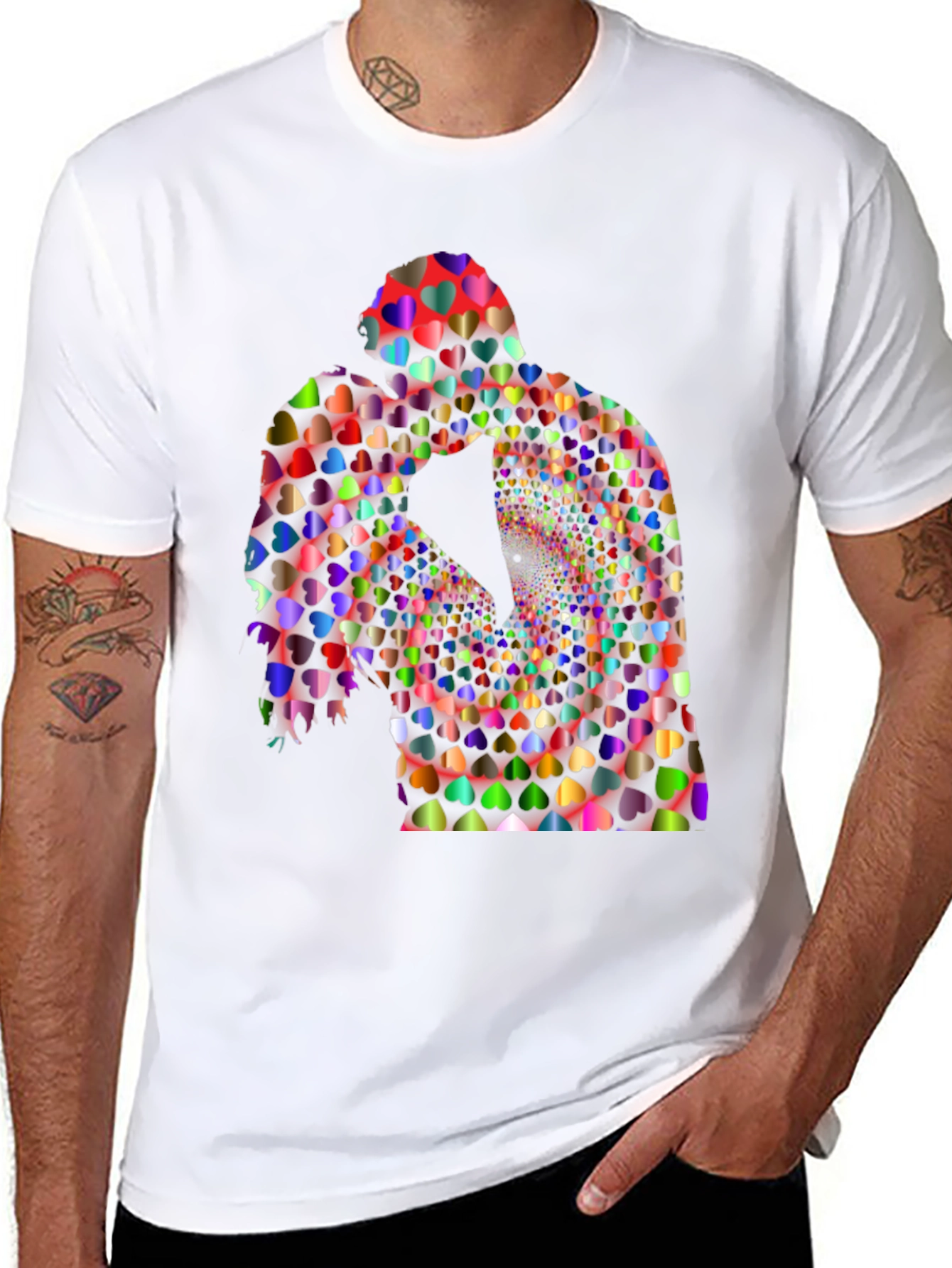 Heart Couple Graphic Tee - Modern Love Shirt