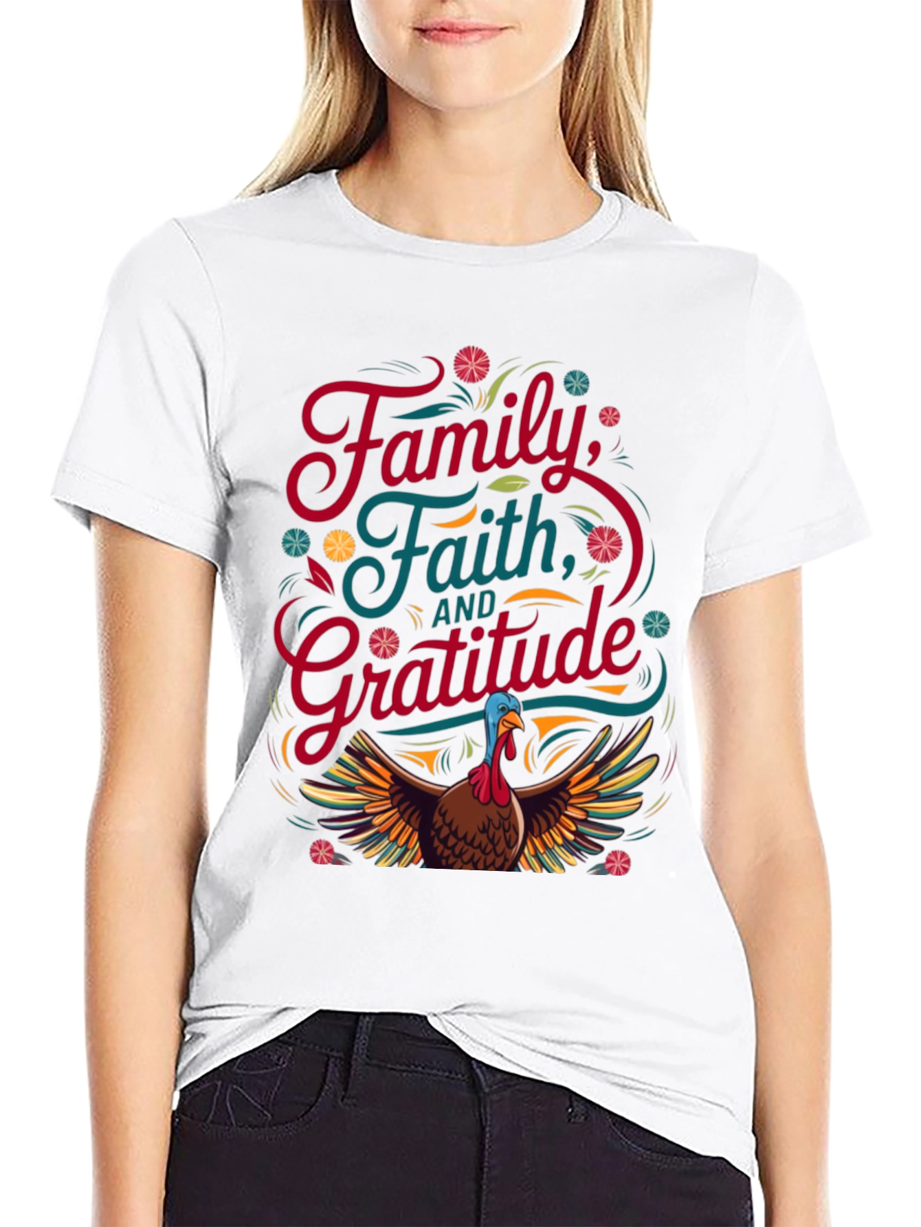 Thanksgiving Family Faith Gratitude Turkey T-Shirt