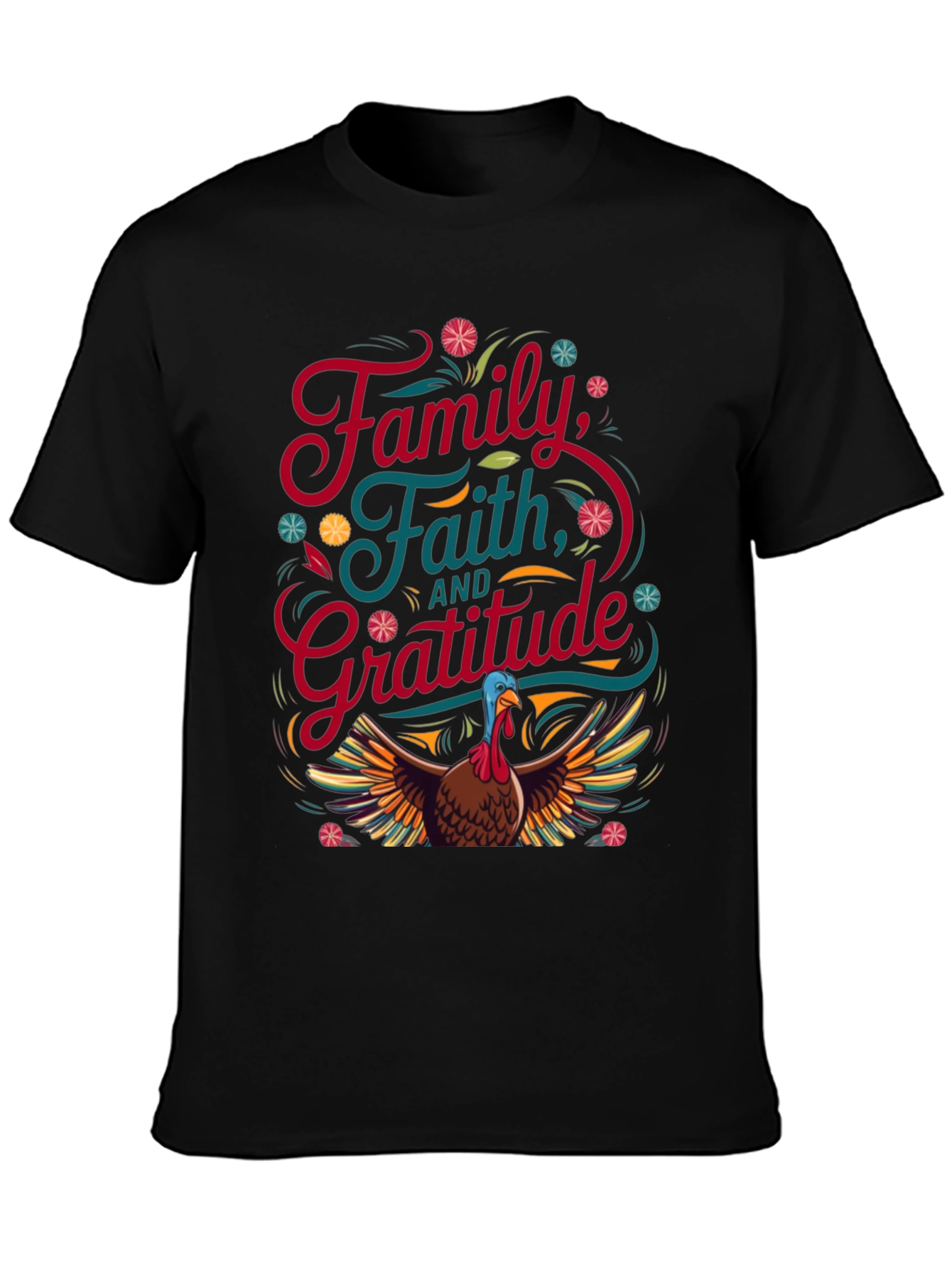 Thanksgiving Family Faith Gratitude Turkey T-Shirt