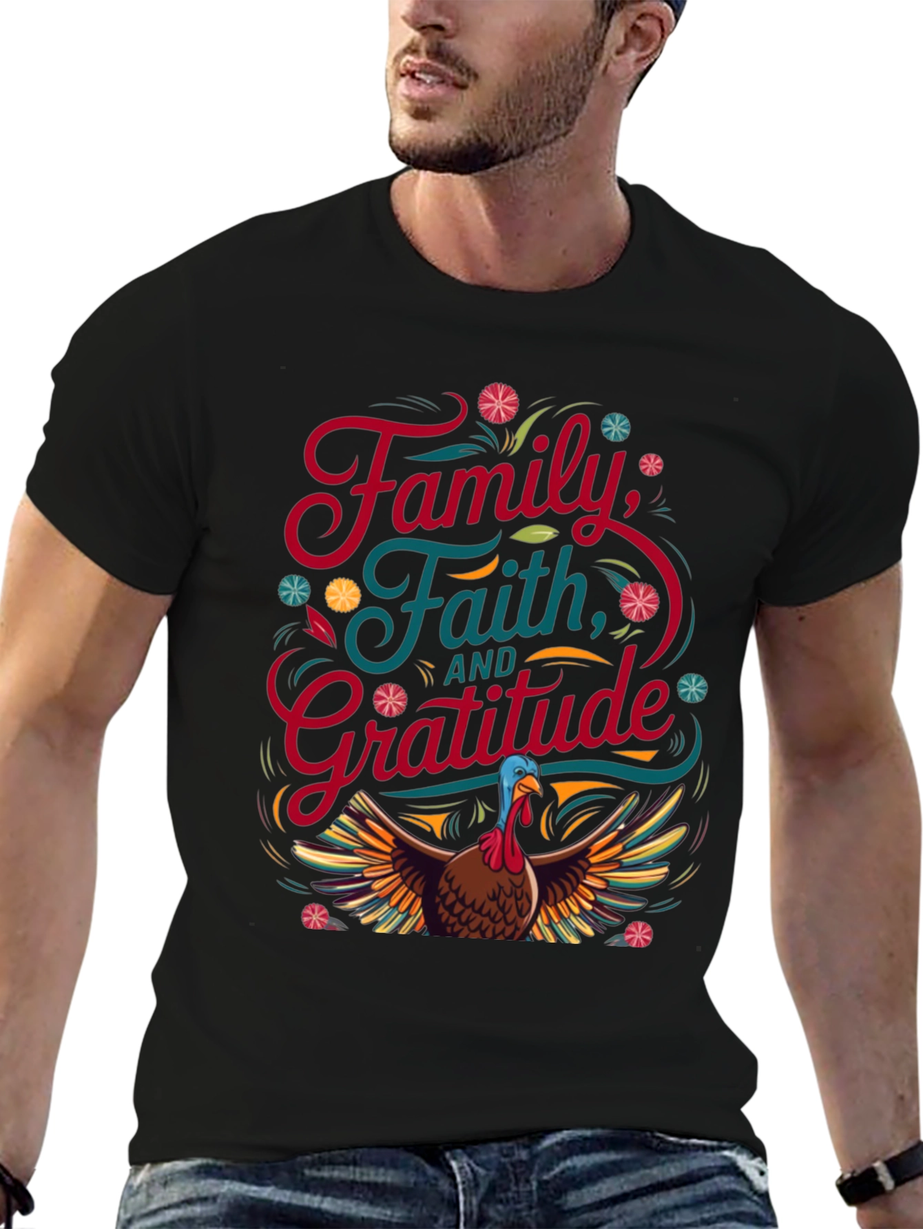 Thanksgiving Family Faith Gratitude Turkey T-Shirt
