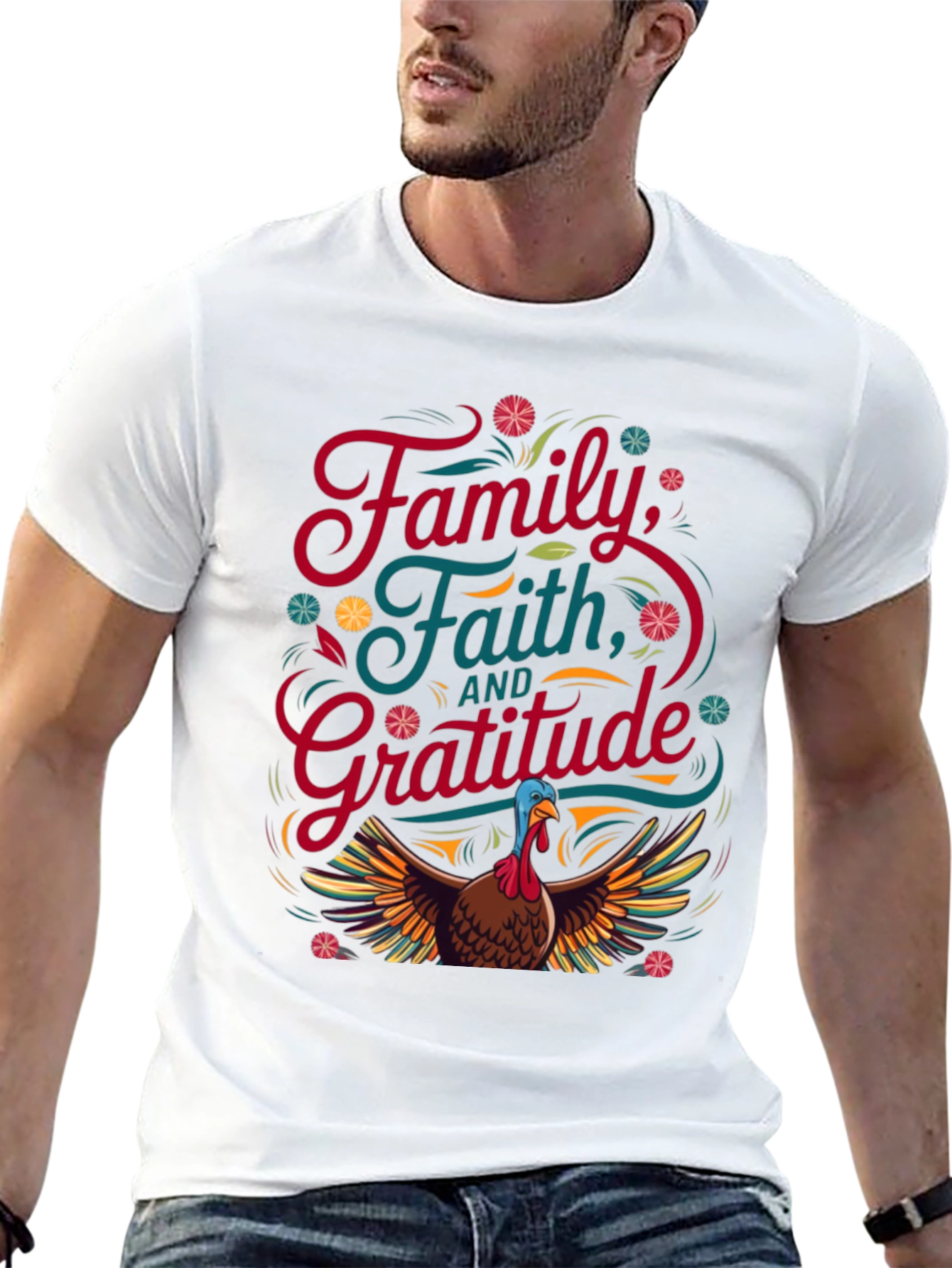 Thanksgiving Family Faith Gratitude Turkey T-Shirt
