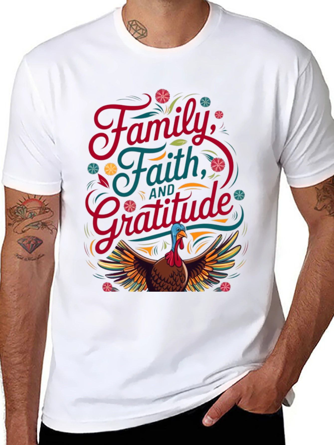 Thanksgiving Family Faith Gratitude Turkey T-Shirt