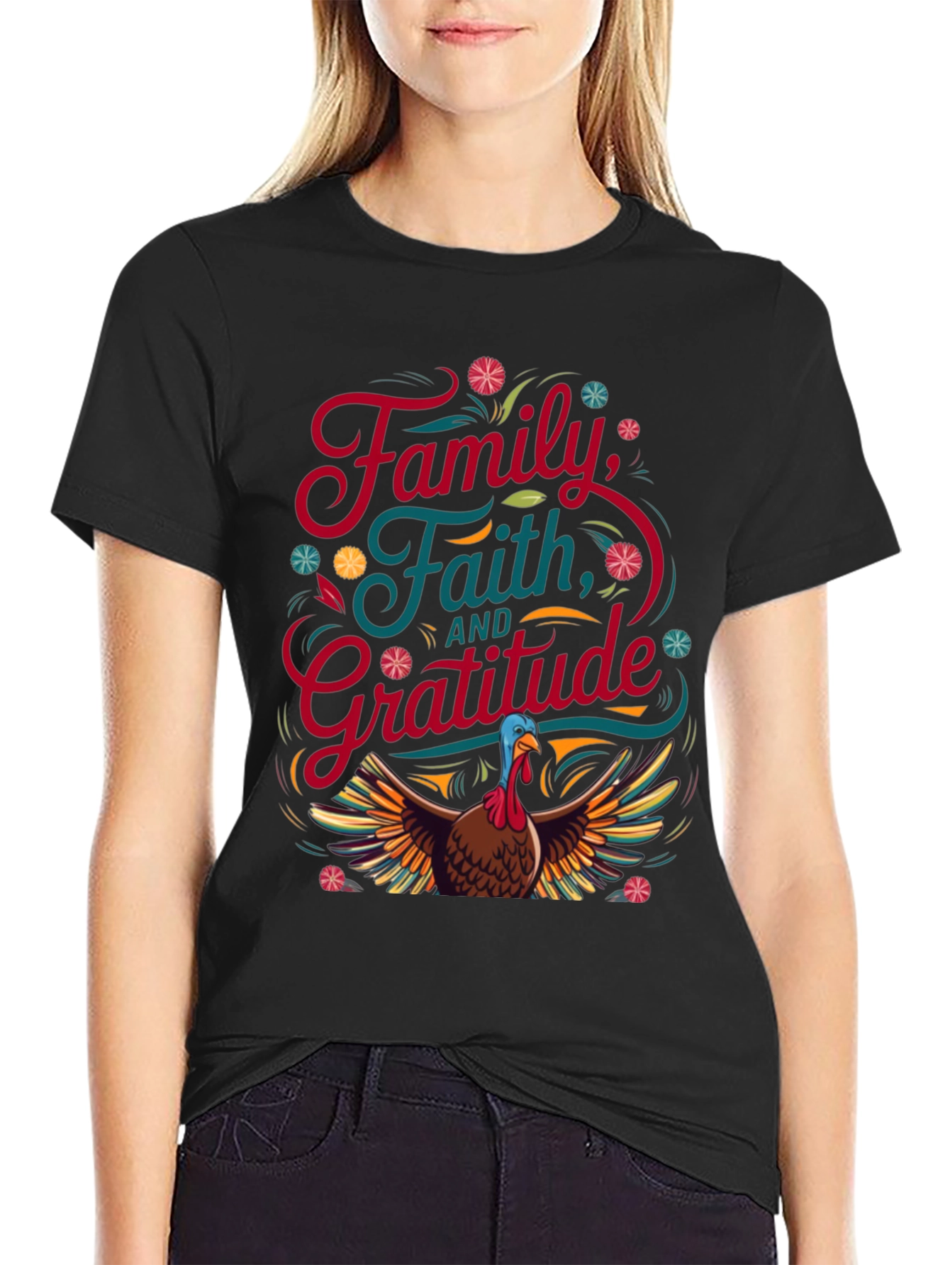Thanksgiving Family Faith Gratitude Turkey T-Shirt