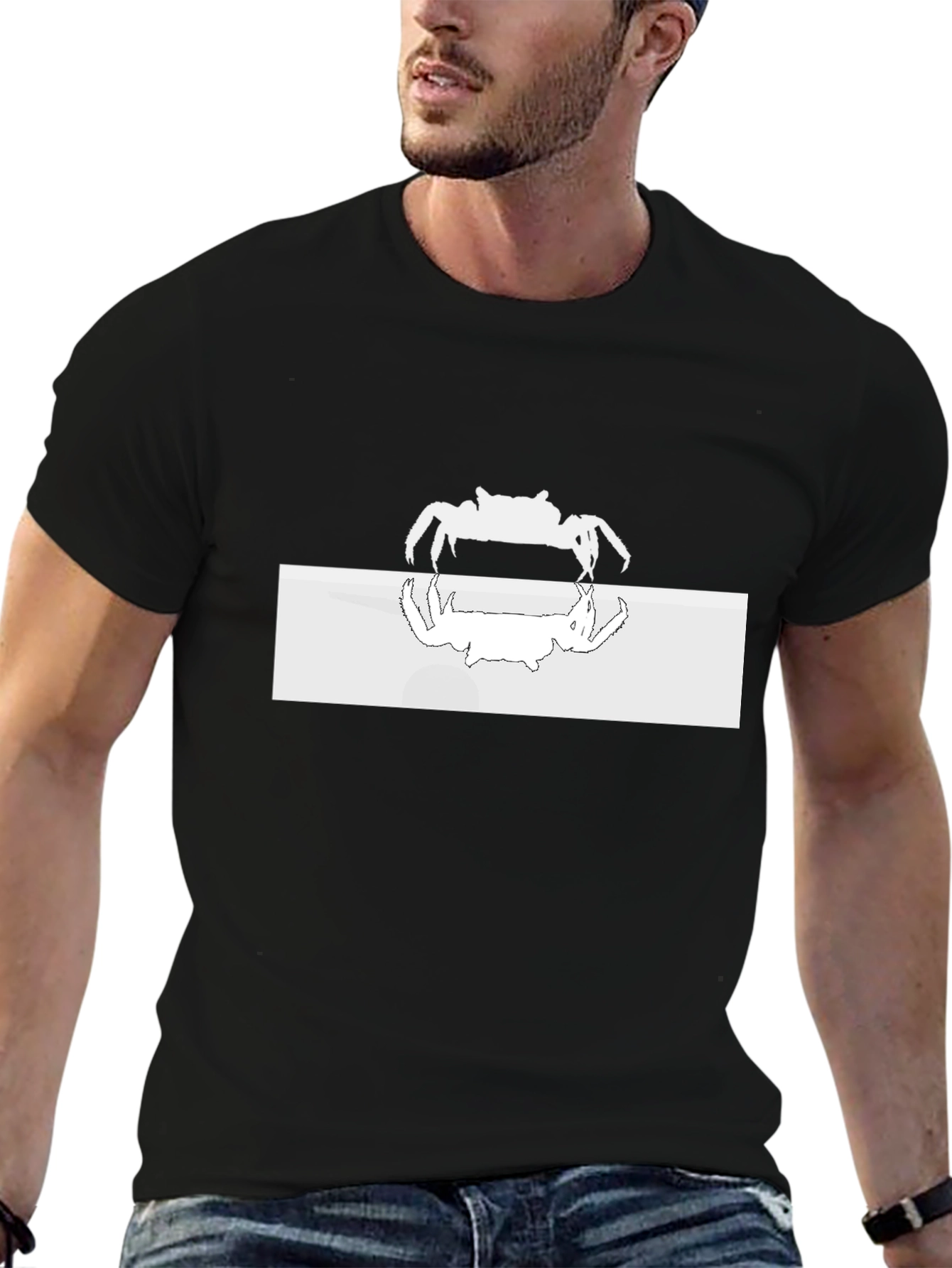 Crab Reflection Graphic Tee - Black Casual Shirt