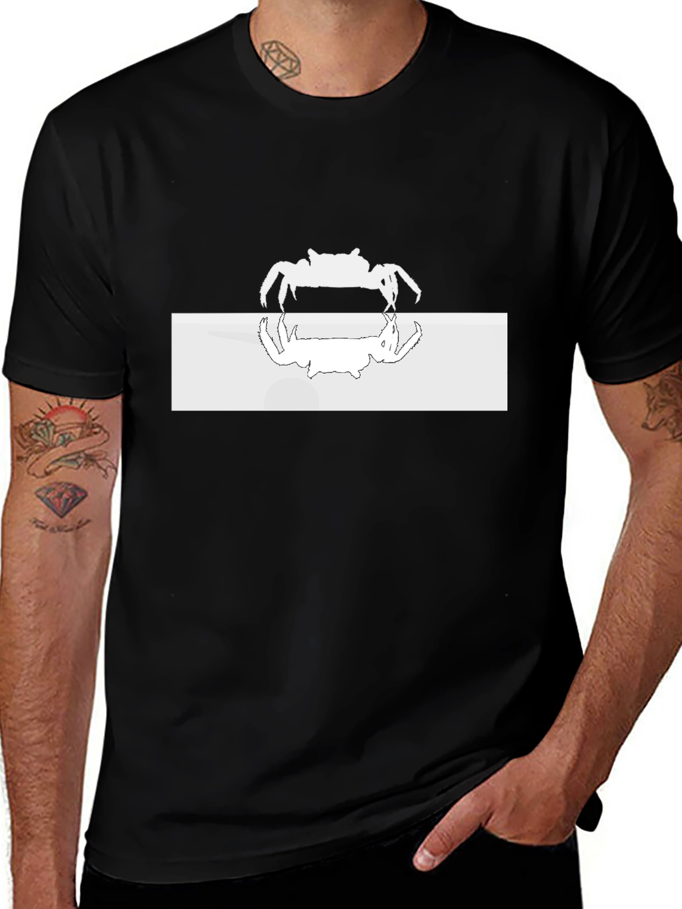 Crab Reflection Graphic Tee - Black Casual Shirt