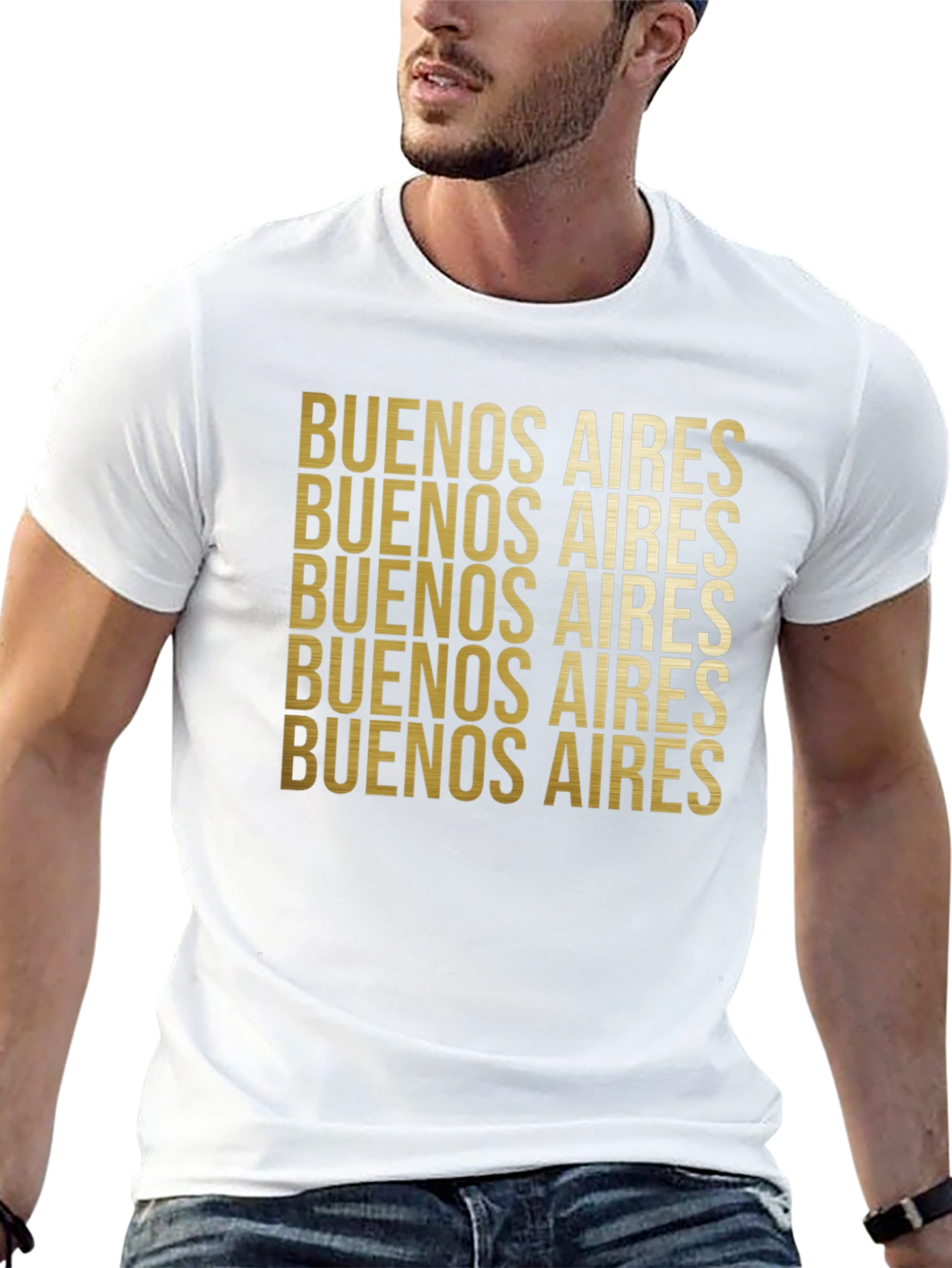 Buenos Aires Gold Text Black Graphic Tee