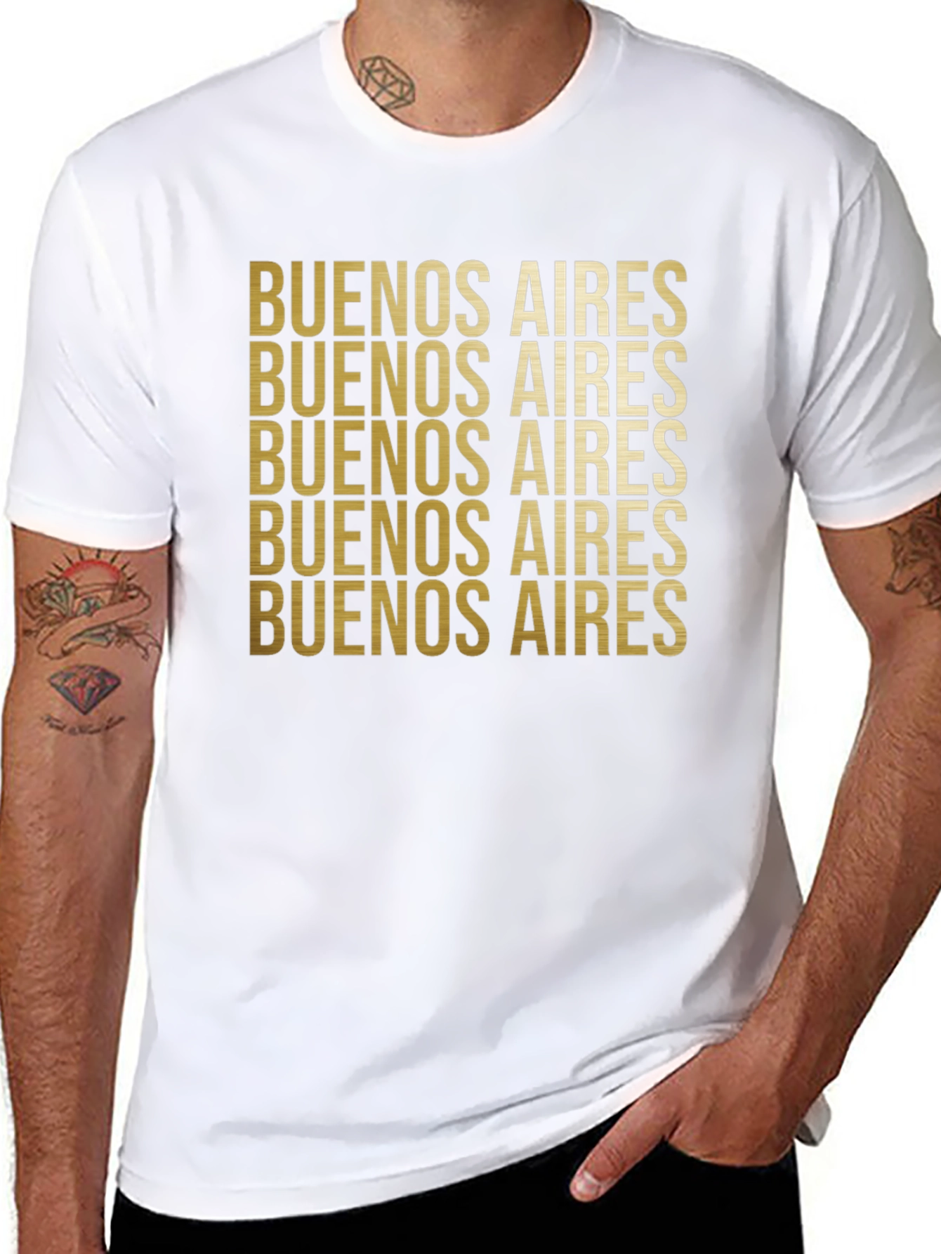 Buenos Aires Gold Text Black Graphic Tee