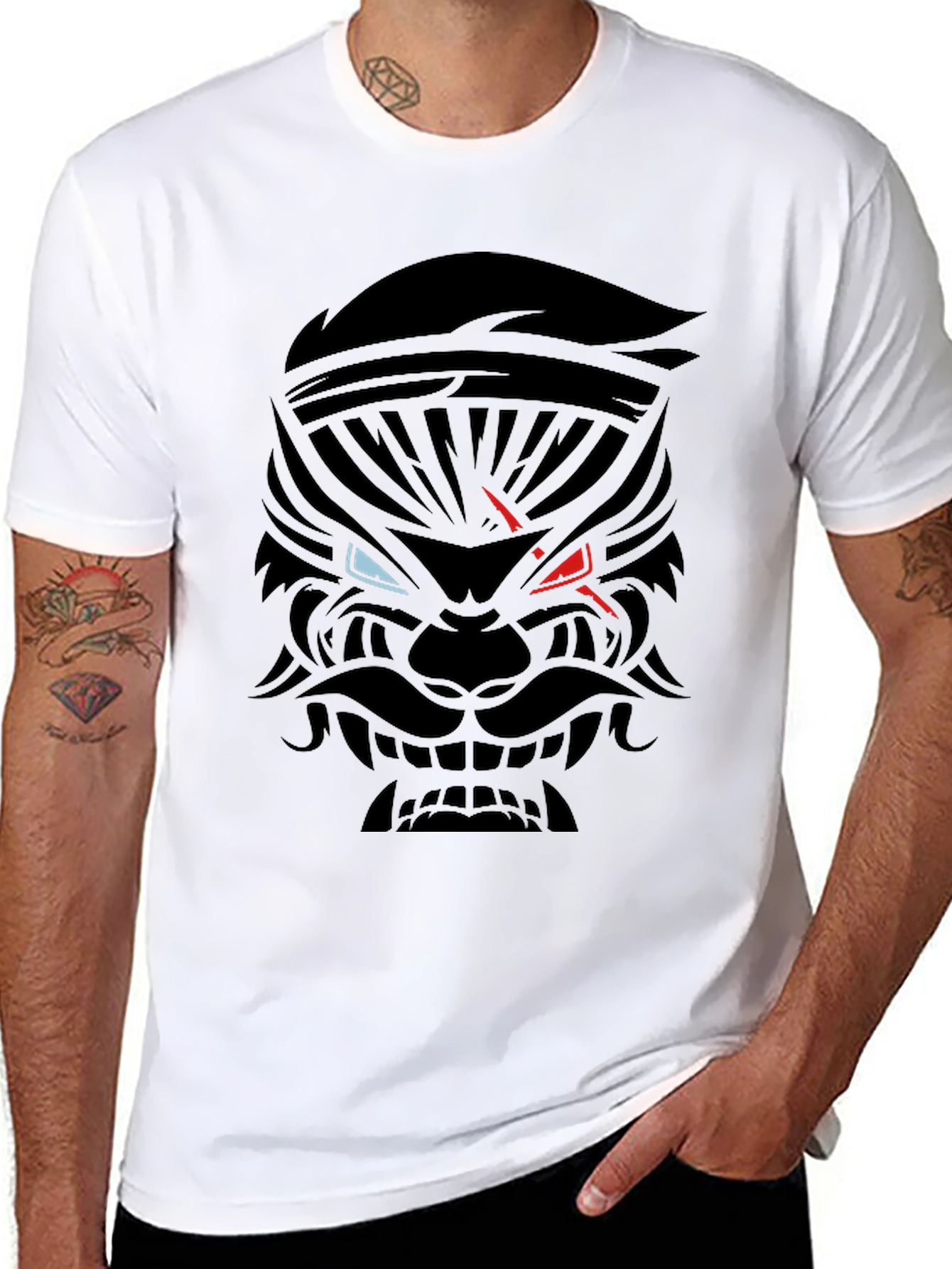 Mens Black Graphic Tee - Warrior Design
