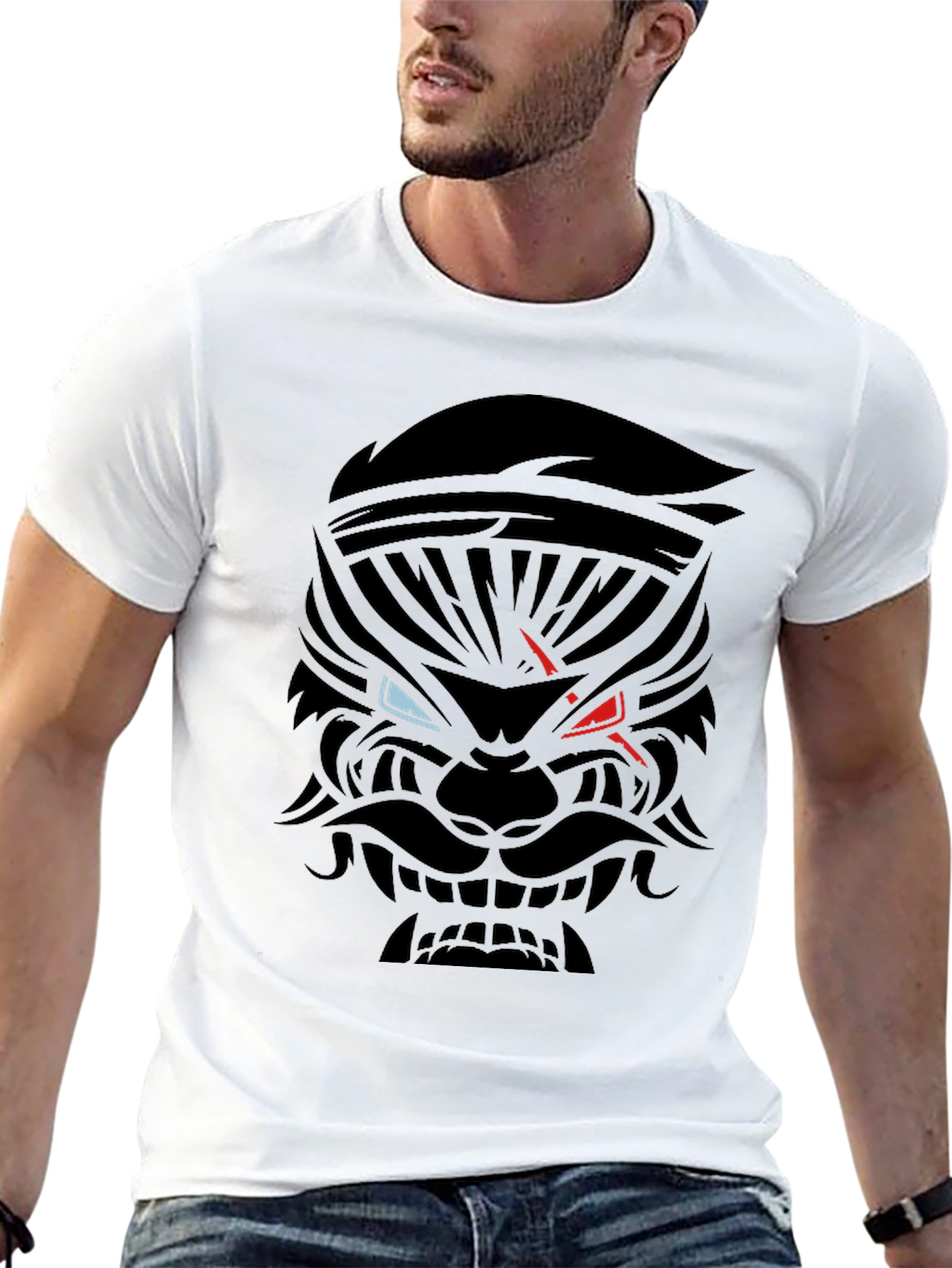 Mens Black Graphic Tee - Warrior Design