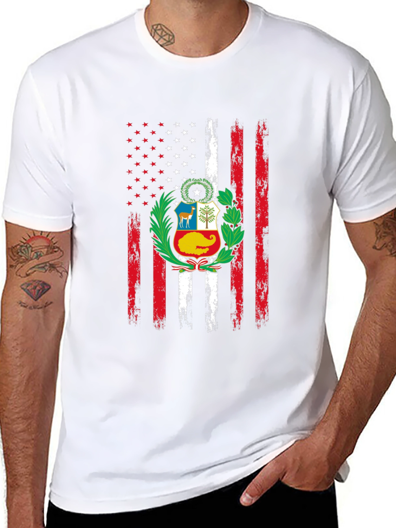 Peruvian American Flag Graphic T-Shirt
