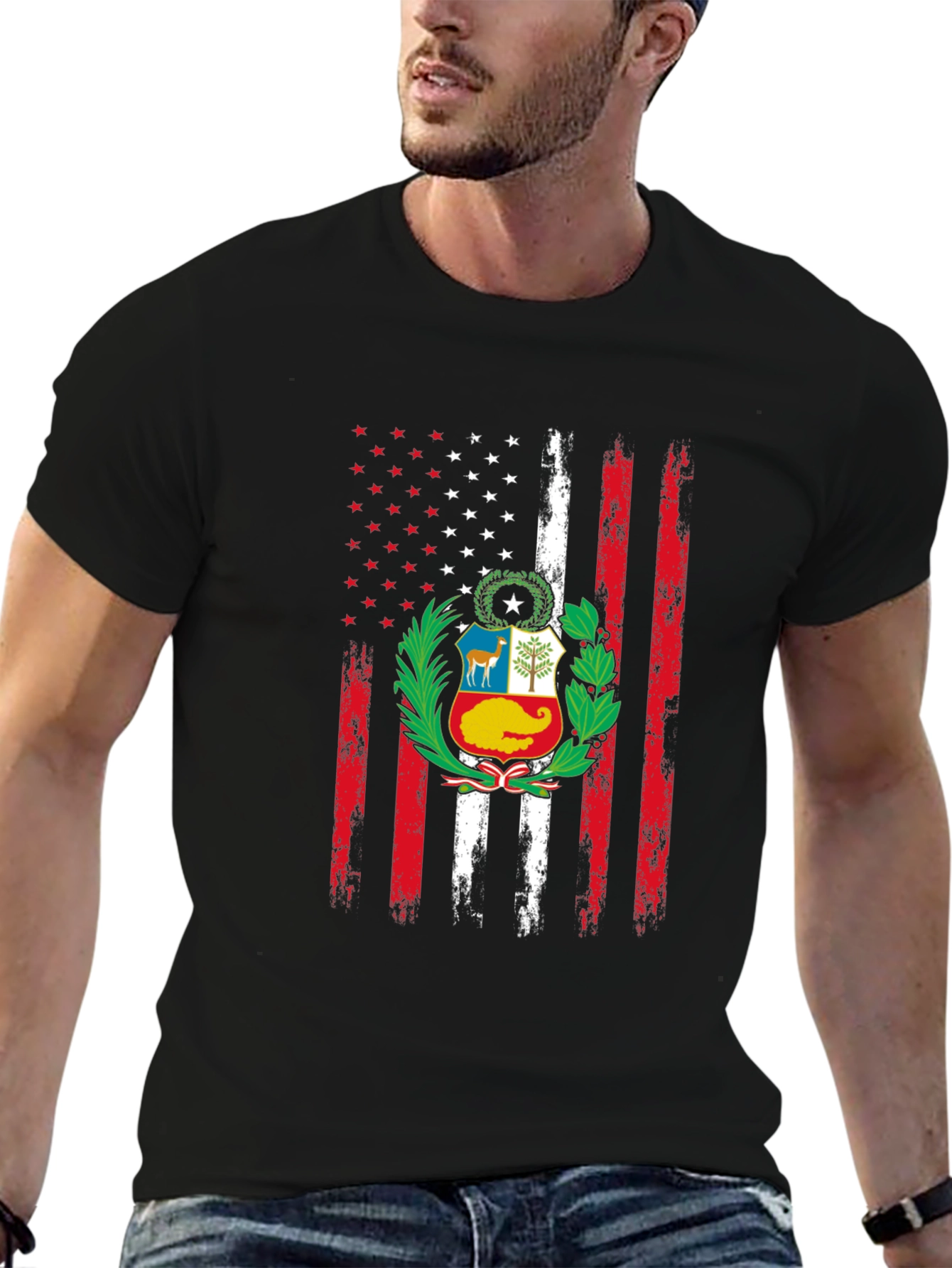 Peruvian American Flag Graphic T-Shirt