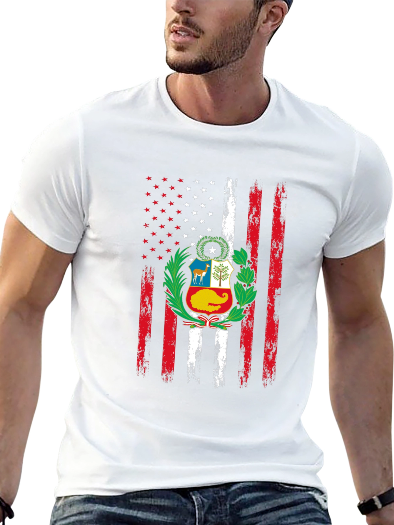 Peruvian American Flag Graphic T-Shirt