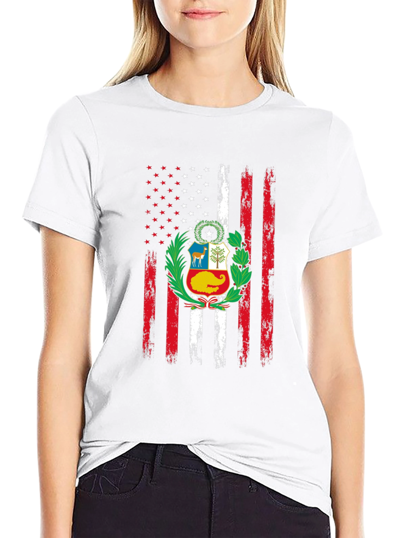 Peruvian American Flag Graphic T-Shirt