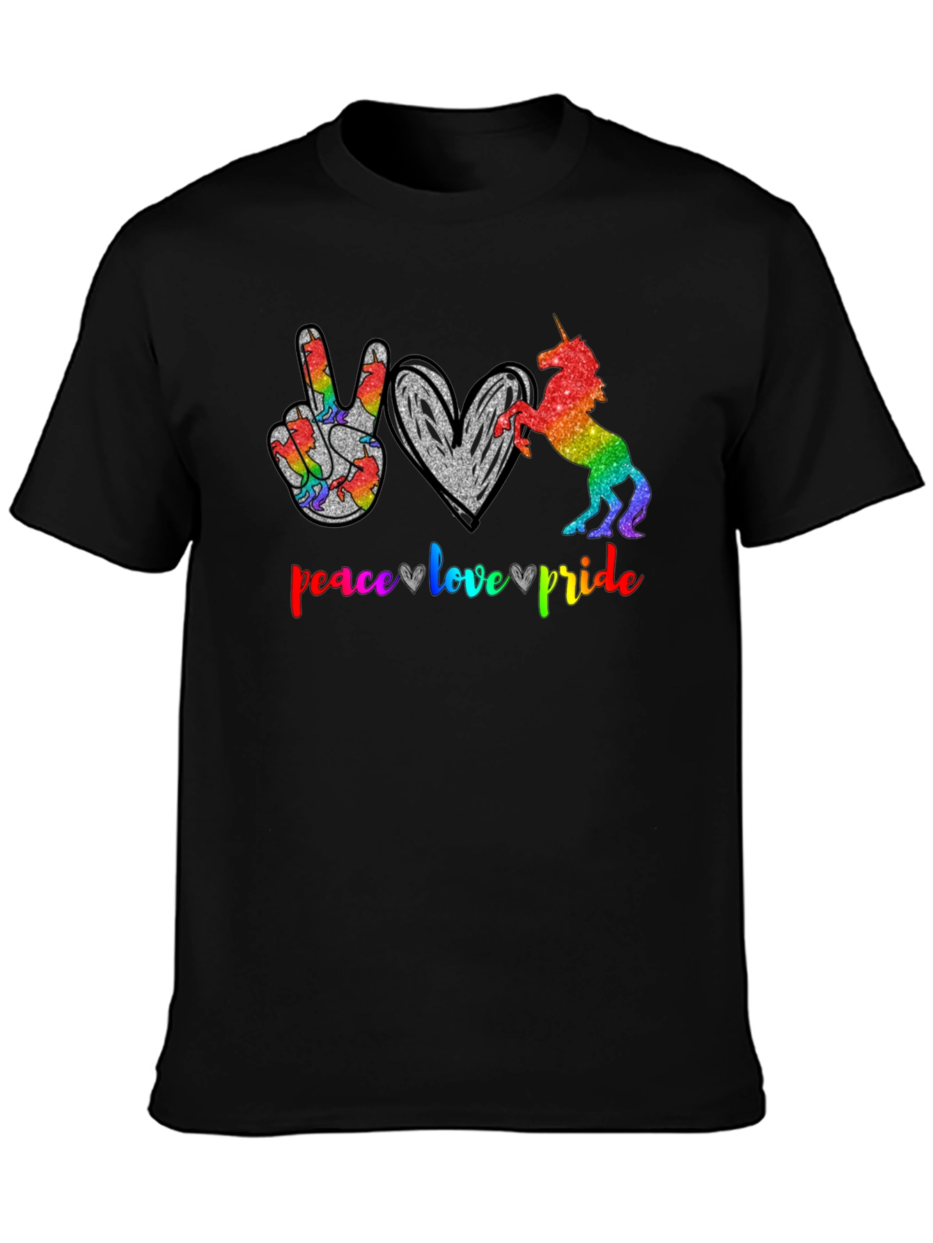 Peace Love Pride Unicorn Graphic T-Shirt