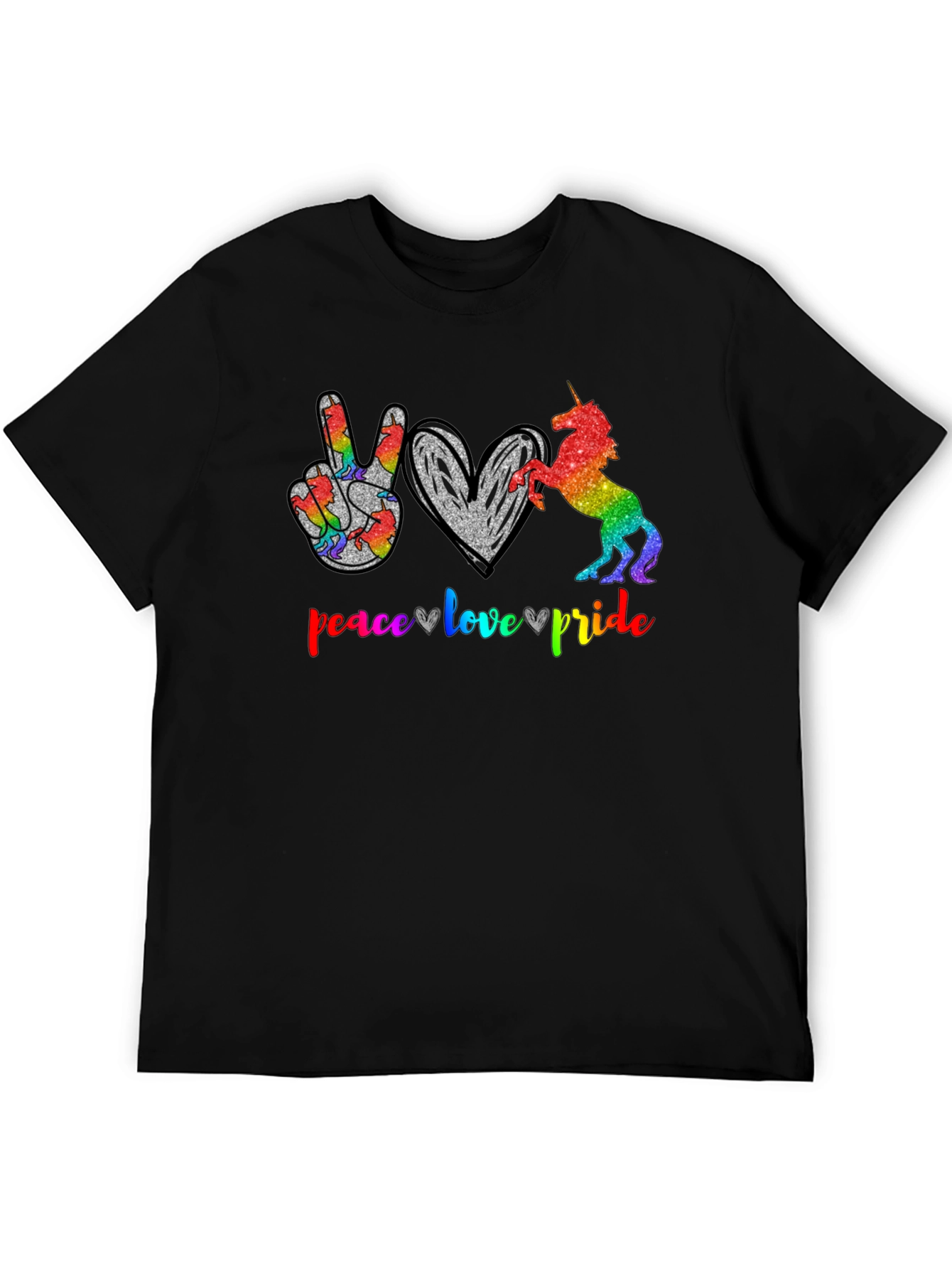 Peace Love Pride Unicorn Graphic T-Shirt