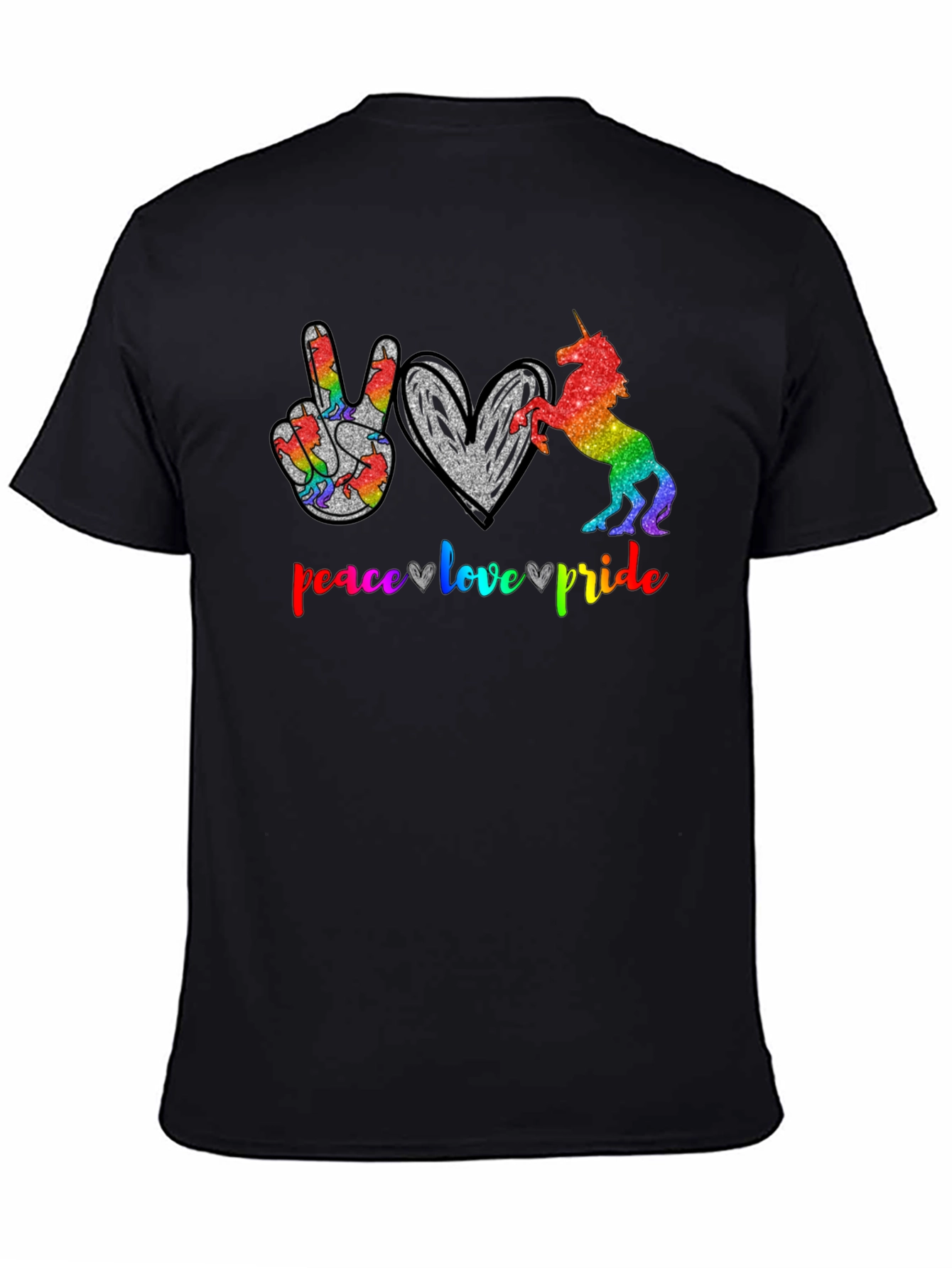 Peace Love Pride Unicorn Graphic T-Shirt