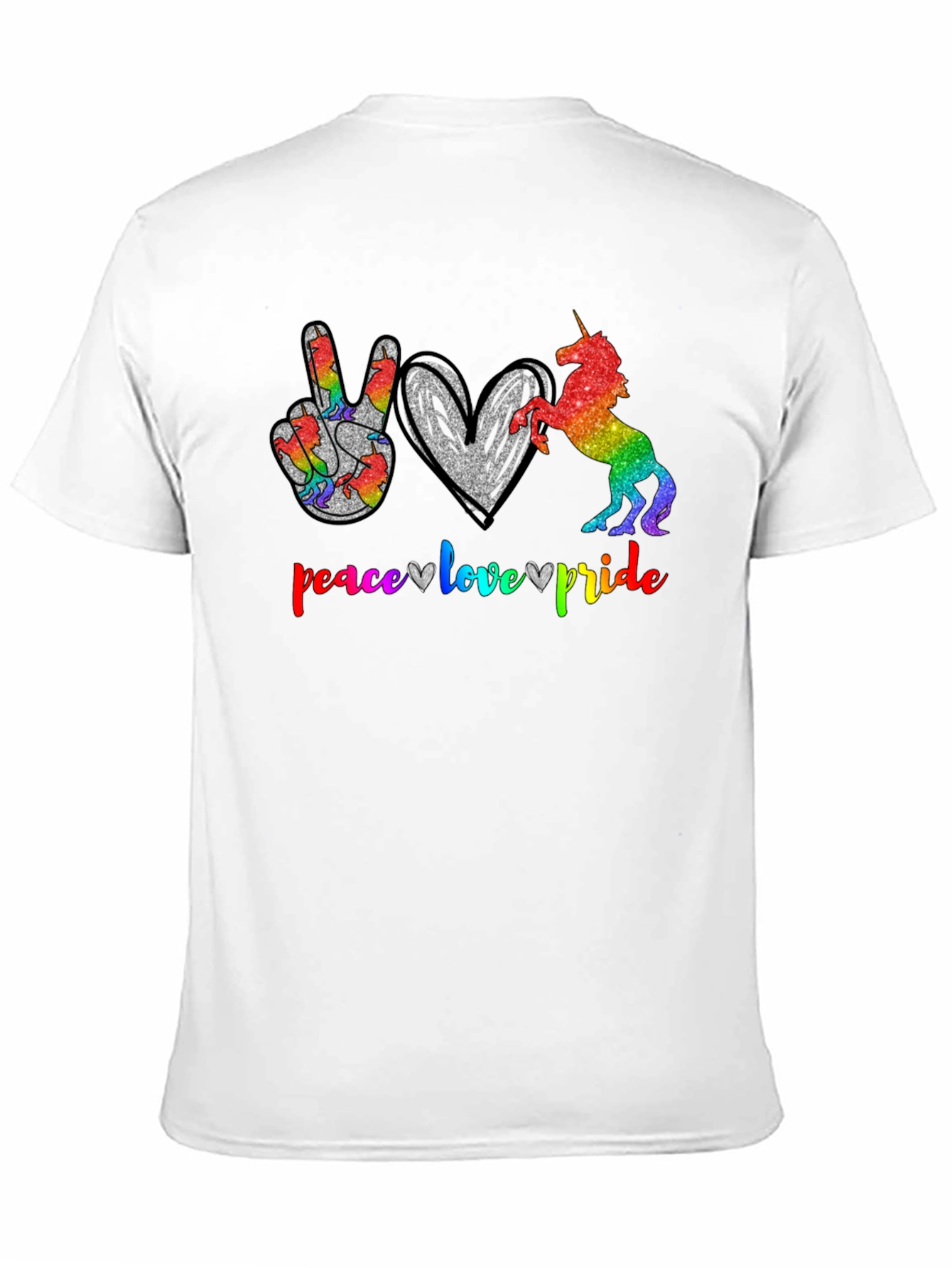 Peace Love Pride Unicorn Graphic T-Shirt
