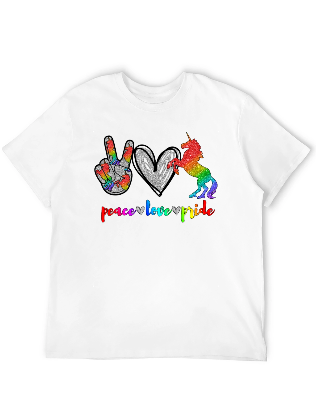 Peace Love Pride Unicorn Graphic T-Shirt