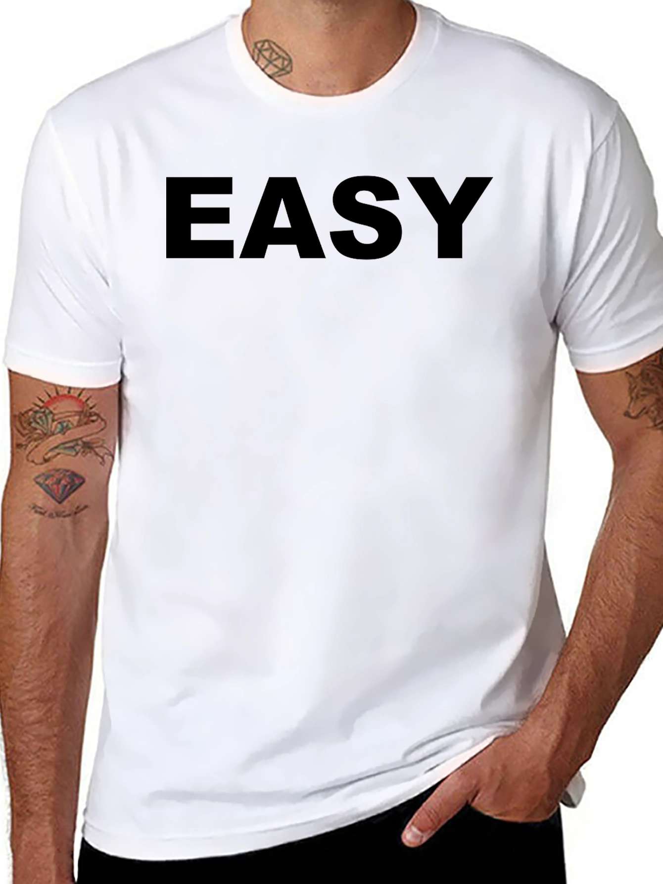 EASY Black Graphic Tee - Casual Comfort