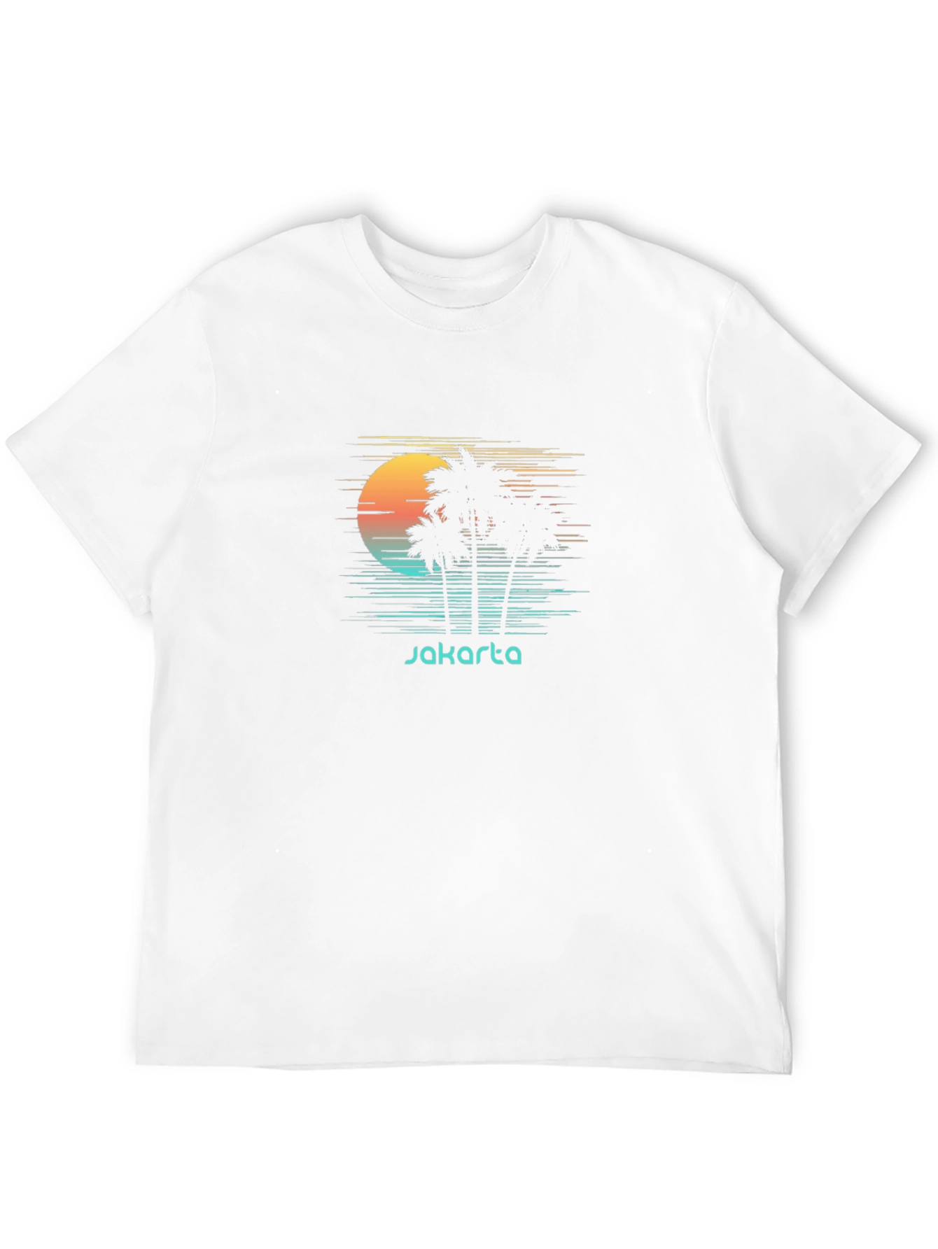 Jakarta Sunset Palm Tee - Retro Vacation Shirt