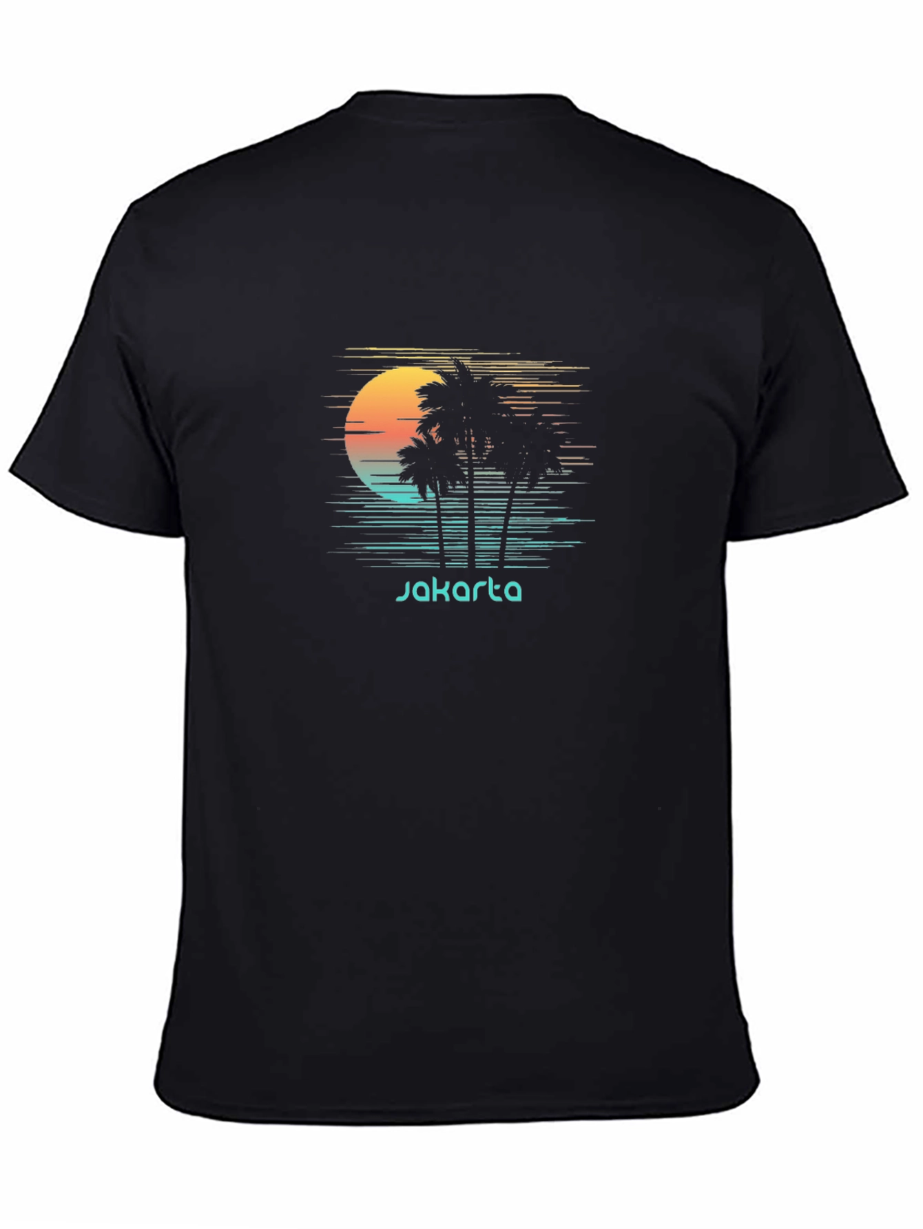 Jakarta Sunset Palm Tee - Retro Vacation Shirt