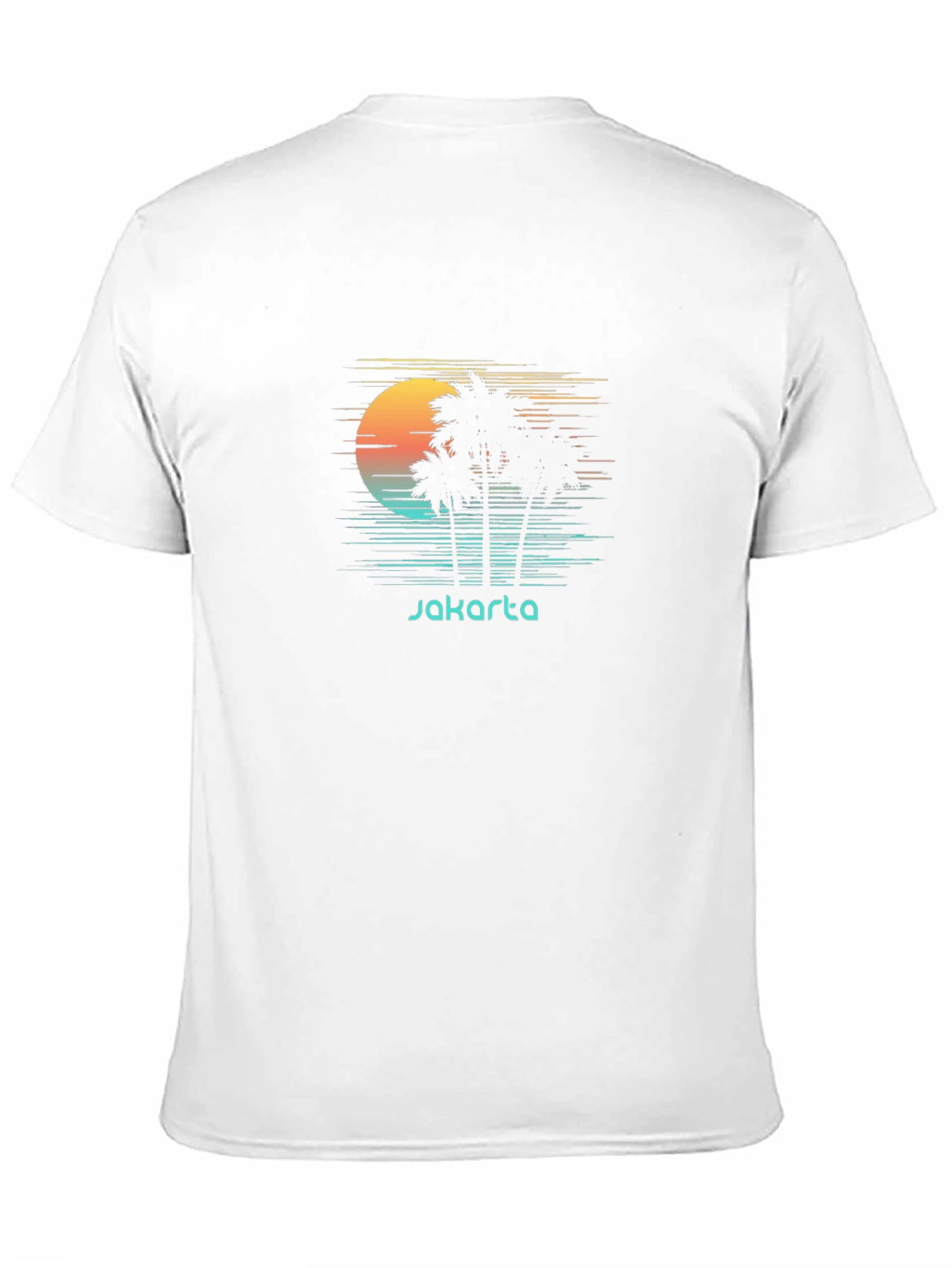 Jakarta Sunset Palm Tee - Retro Vacation Shirt