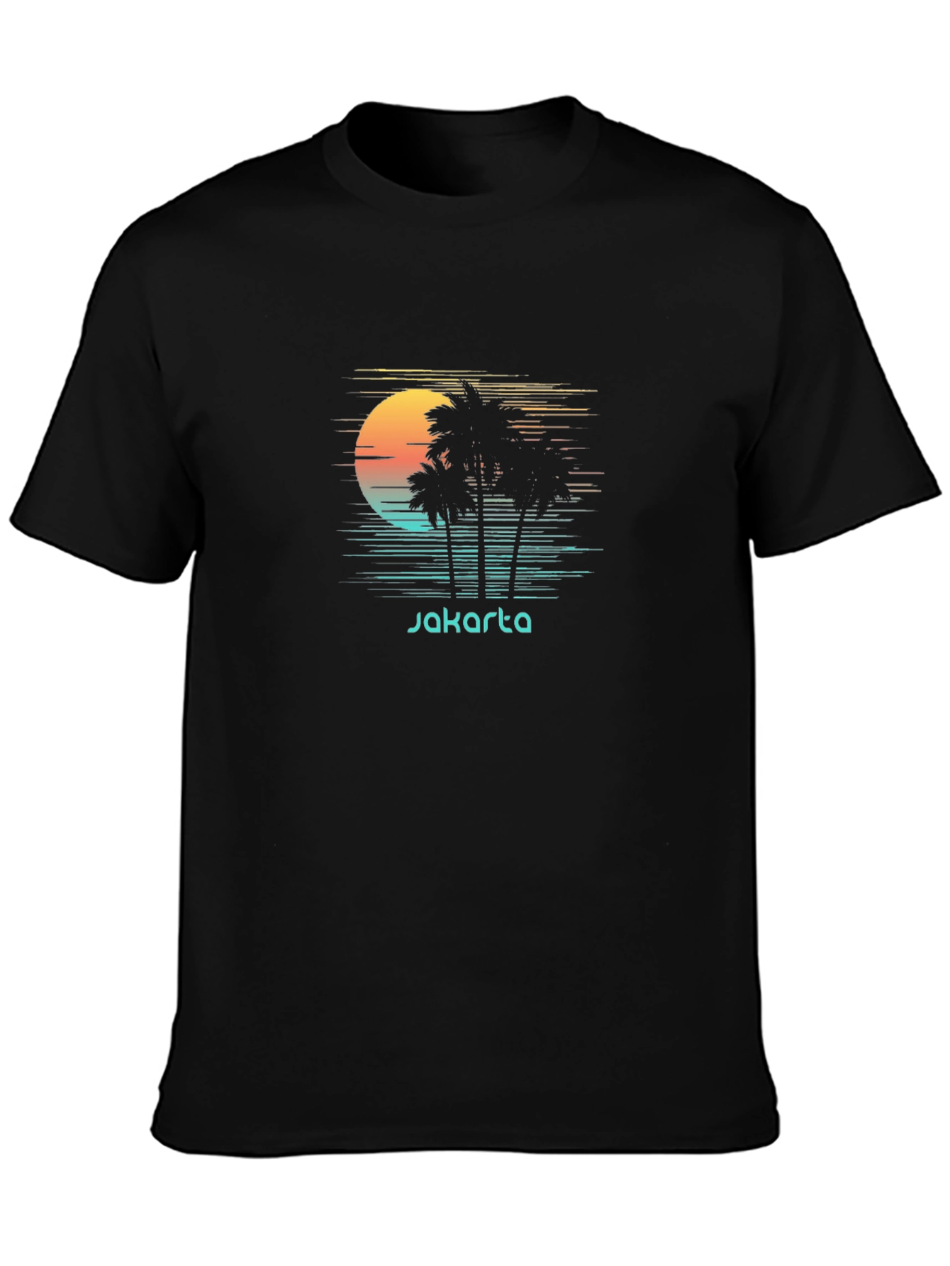Jakarta Sunset Palm Tee - Retro Vacation Shirt