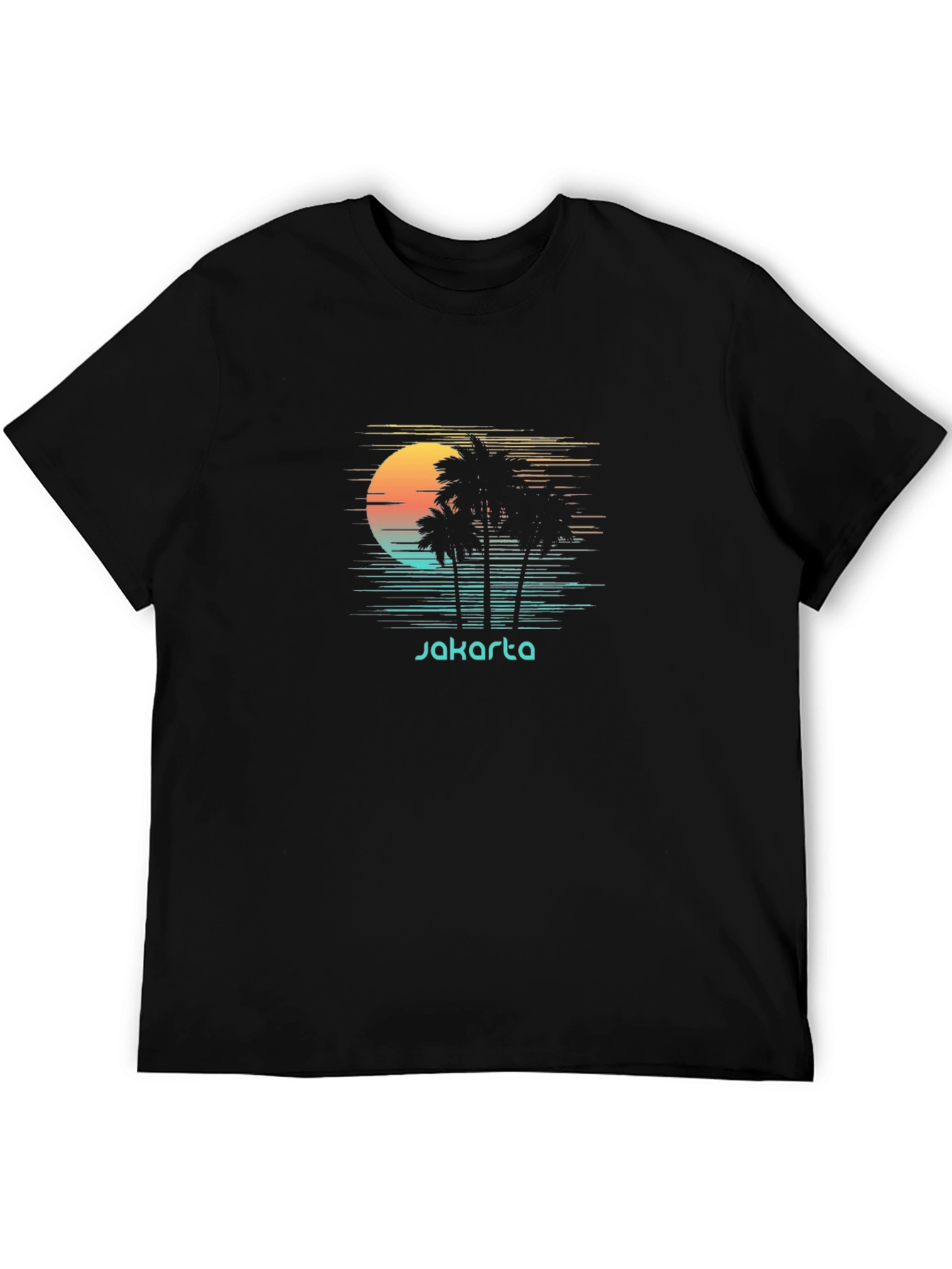 Jakarta Sunset Palm Tee - Retro Vacation Shirt