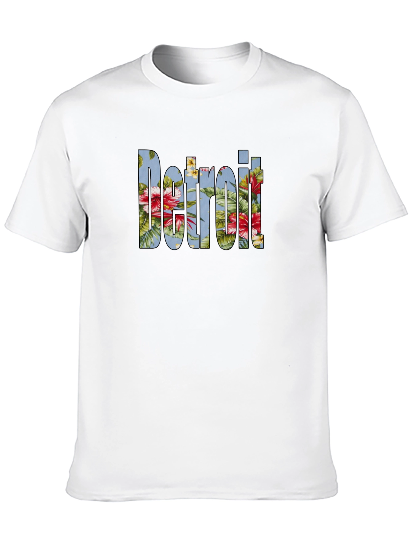 Floral Detroit Graphic Tee - Casual Black T-Shirt