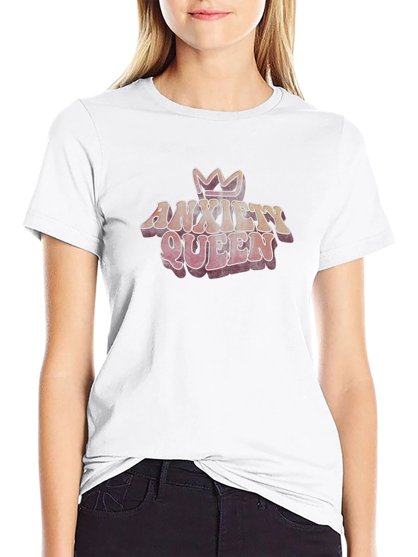 Anxiety Queen Graphic Tee - Trendy Crew Neck T-Shirt