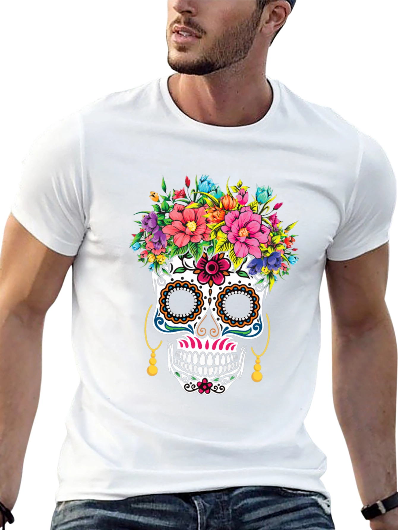 Sugar Skull Floral T-Shirt Day of the Dead